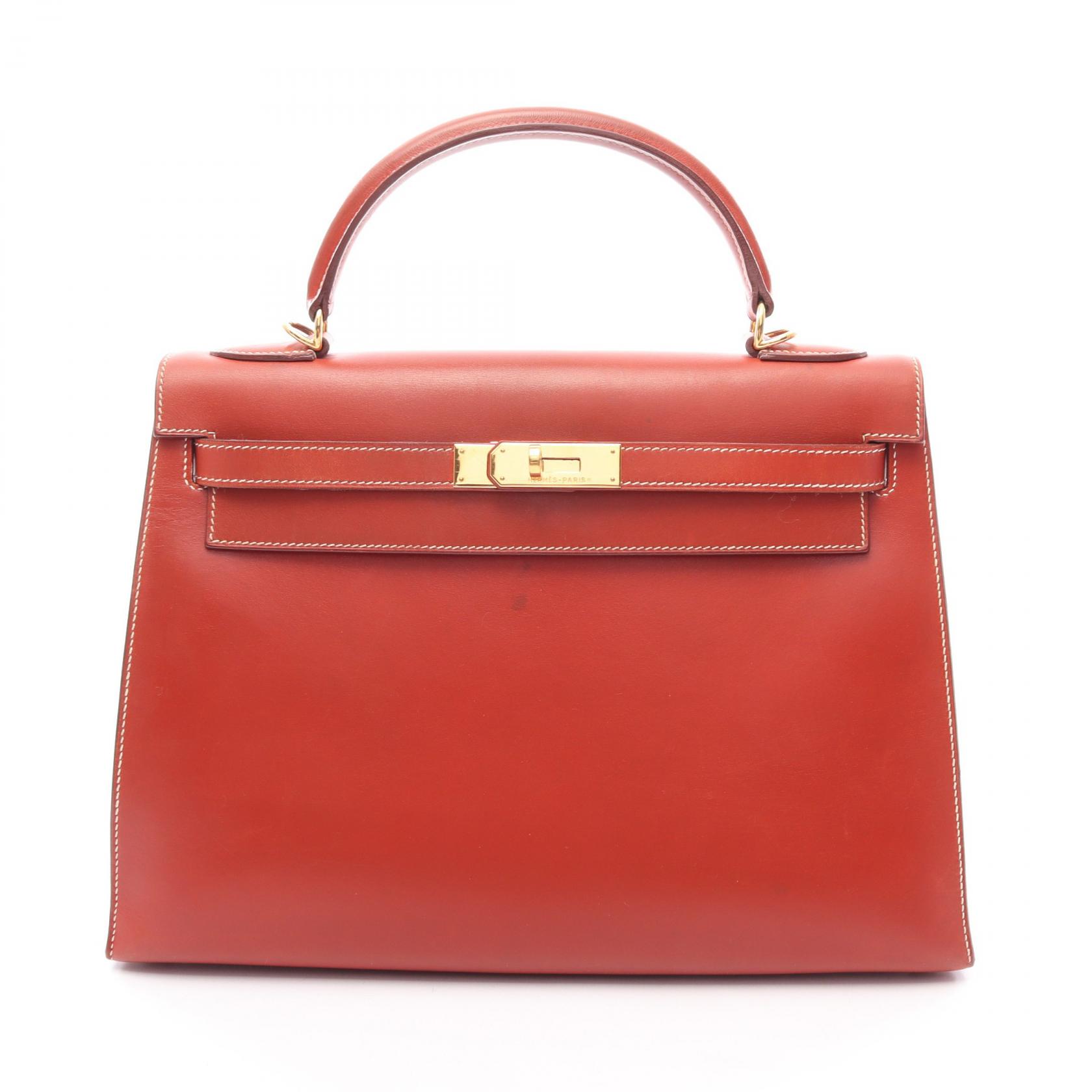 ≪5%OFFクーポン&まとめ買い10% ~7/26 9:59〆≫エルメス HERMES ケリー32 ブリック 外縫い 2WAY ハンドバッグ バッグ カーフ(牛革) ボックスカーフ レディース ブラウン系 【中古】|BRANDOFF TOKYO