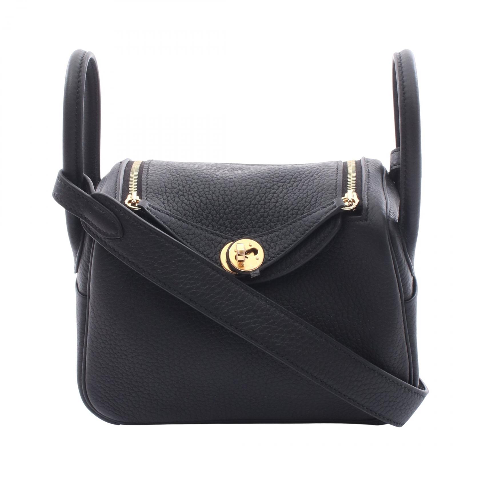 ≪5%OFFクーポン＆まとめ買い10% ～7/26 9:59〆≫エルメス HERMES リンディ ミニ ショルダーバッグ バッグ トリヨンクレマンス トリヨンクレマンス レディース ブラック系 【中古】｜BRANDOFF TOKYO