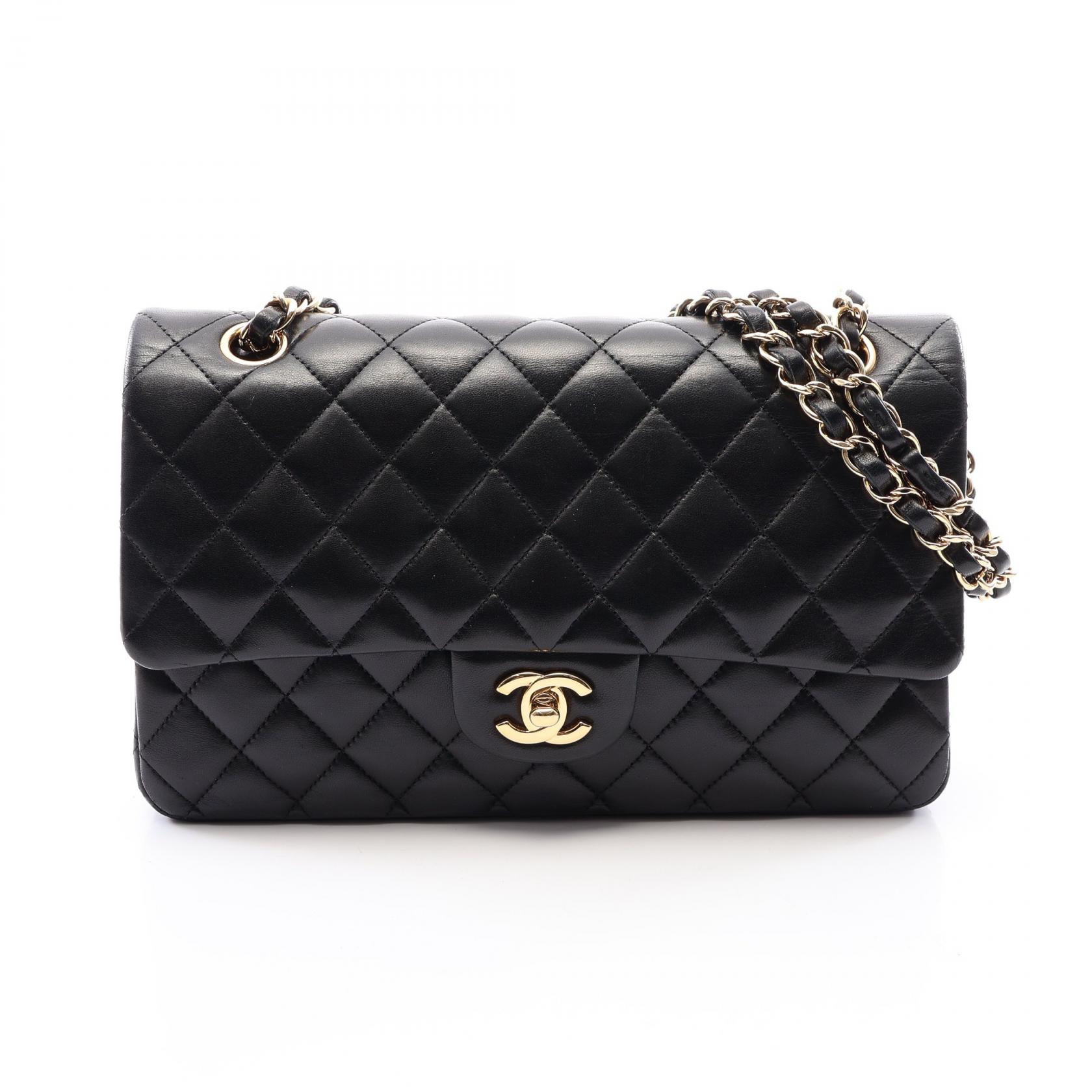 ≪5%OFFクーポン＆まとめ買い10% ～7/26 9:59〆≫シャネル CHANEL マトラッセ Wフラップ ショルダーバッグ バッグ ラムスキン（羊革） レディース ブラック系 【中古】｜BRANDOFF TOKYO