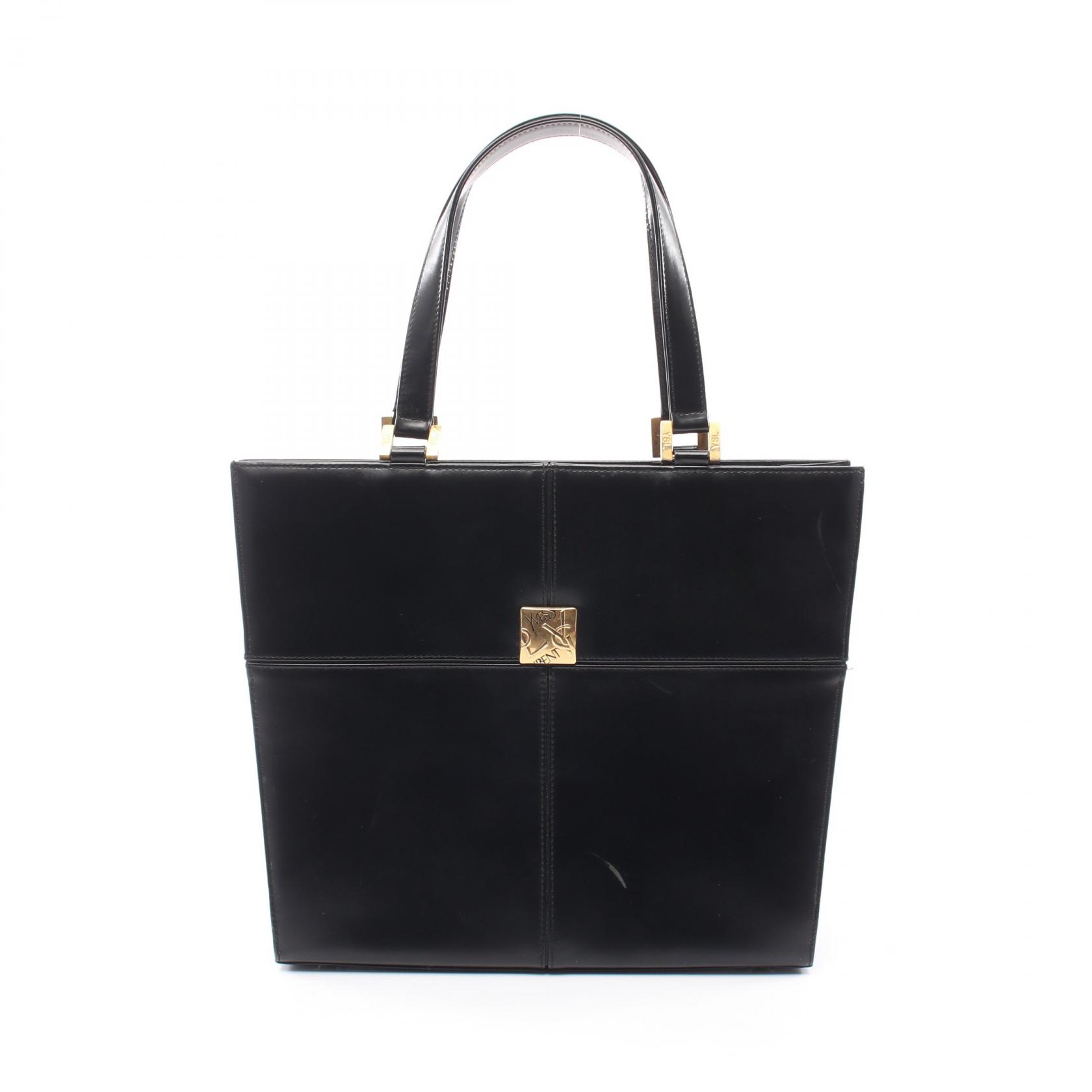 ≪5%OFFクーポン&まとめ買い10% ~7/26 9:59〆≫イヴ・サンローラン YVES SAINT LAURENT YSLロゴ トートバッグ バッグ レザー レディース ブラック系 【中古】|BRANDOFF TOKYO