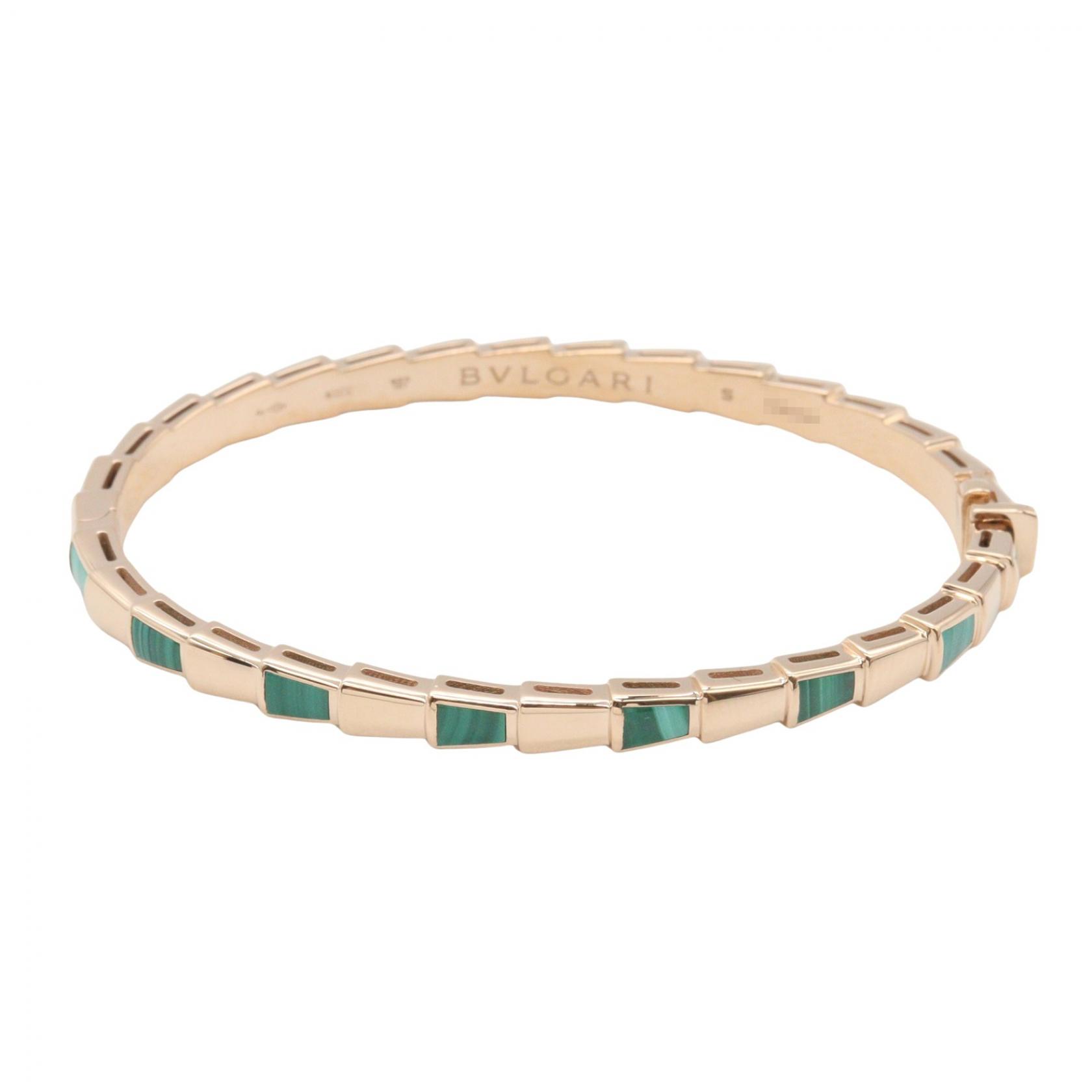 ≪5%OFFクーポン＆まとめ買い10% ～7/26 9:59〆≫ブルガリ BVLGARI セルペンティ ヴァイパー マラカイト ブレスレット ブレスレット アクセサリー K18PG（ピンクゴールド） マラカイト レディース ゴールド系 / グリーン系 BR858709 【中古】｜BRANDOFF TOKYO