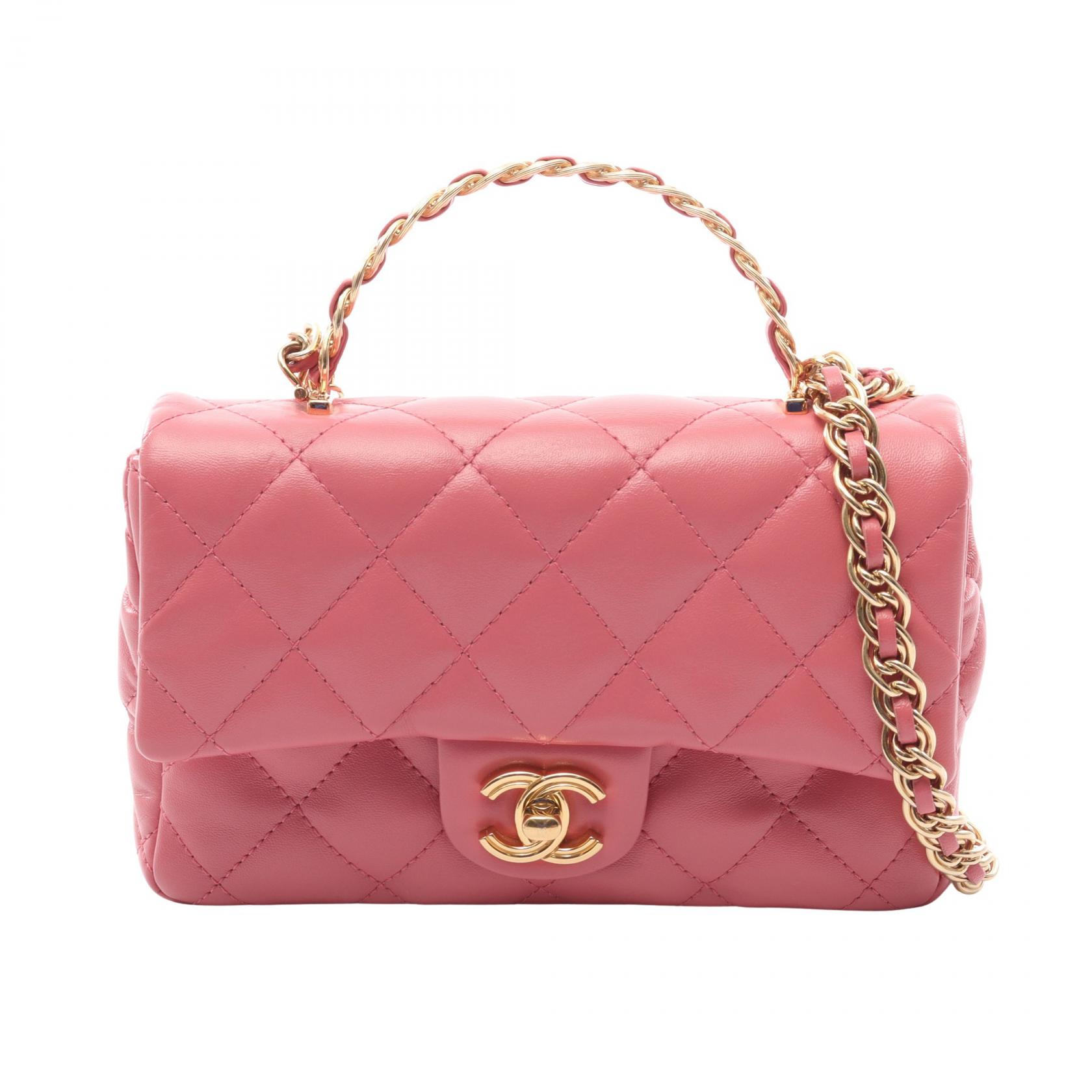シャネル CHANEL マトラッセ スモール トップハンドル 2WAY ショルダーバッグ バッグ ラムスキン（羊革） レディース ピンク系 【中古】｜BRANDOFF TOKYO