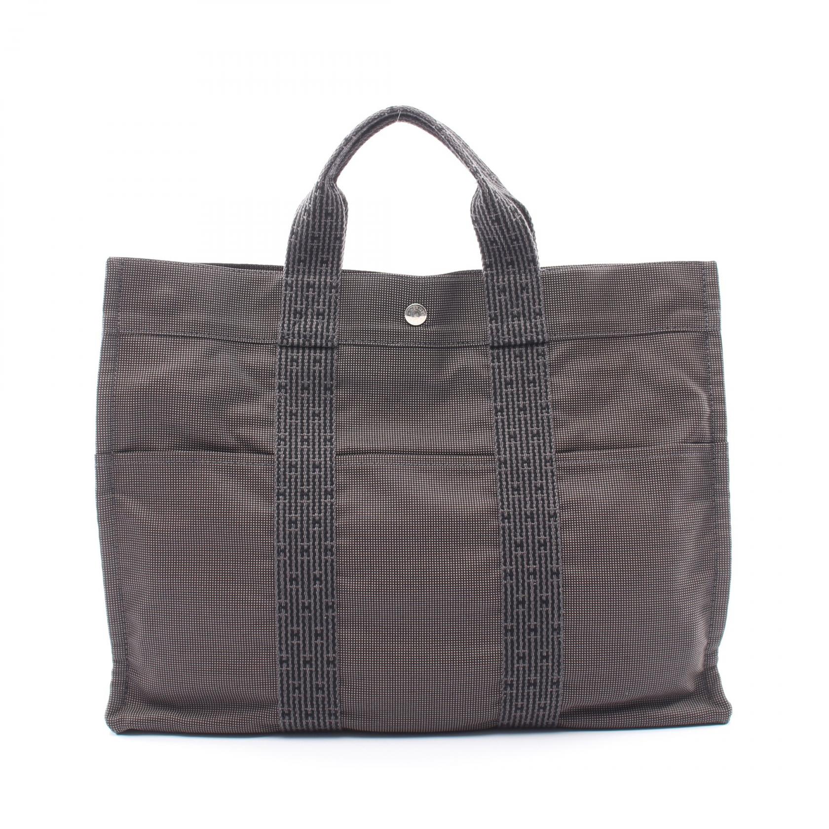 ≪5%OFFクーポン&まとめ買い10% ~7/26 9:59〆≫エルメス HERMES エールラインMM トートバッグ バッグ ナイロンキャンバス メンズ レディース グレー系 【中古】|BRANDOFF TOKYO