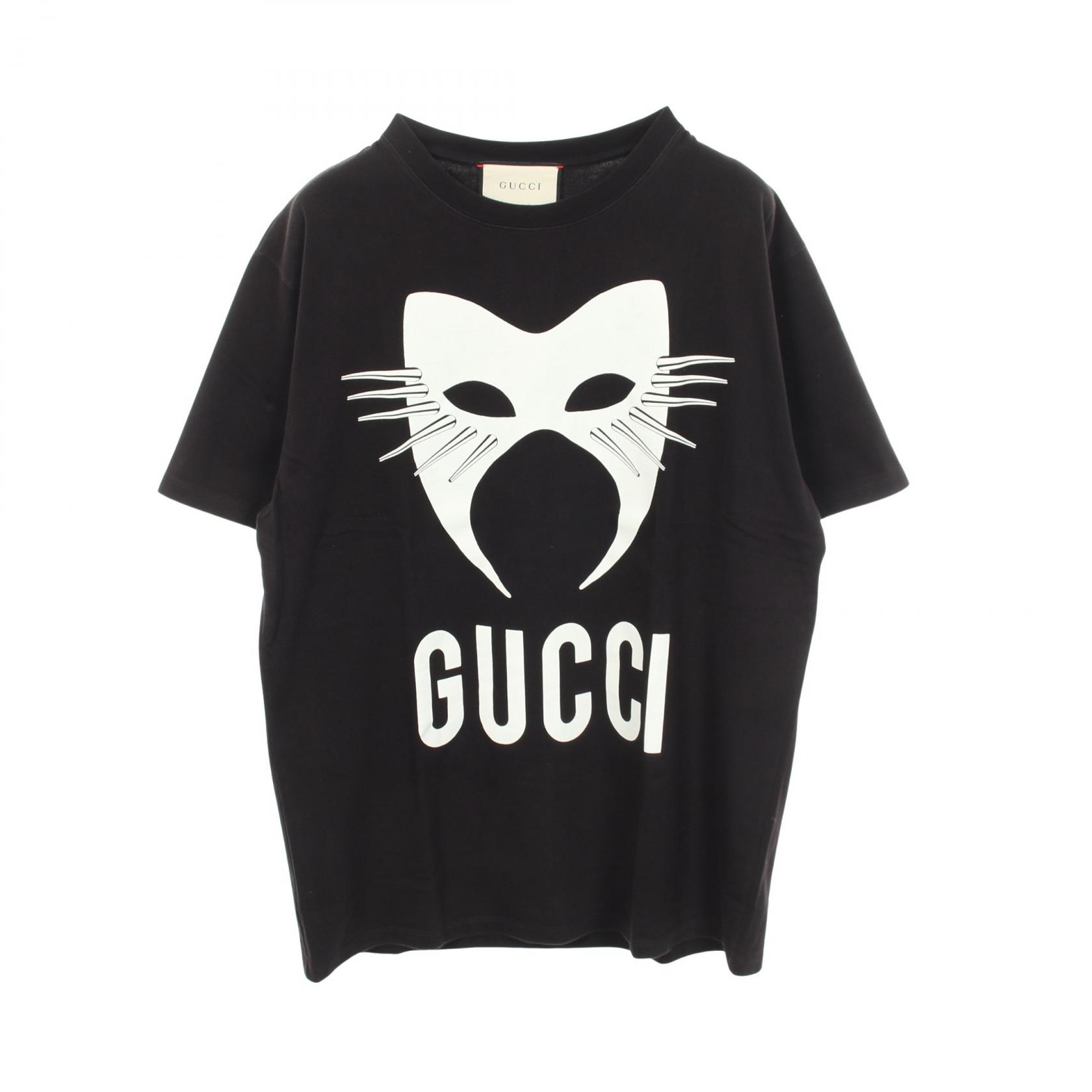 ≪5%OFFクーポン＆まとめ買い10% ～7/26 9:59〆≫グッチ GUCCI スパイクマスク 半袖Tシャツ 衣料品 トップス コットン メンズ ブラック系 565806 【中古】｜BRANDOFF TOKYO