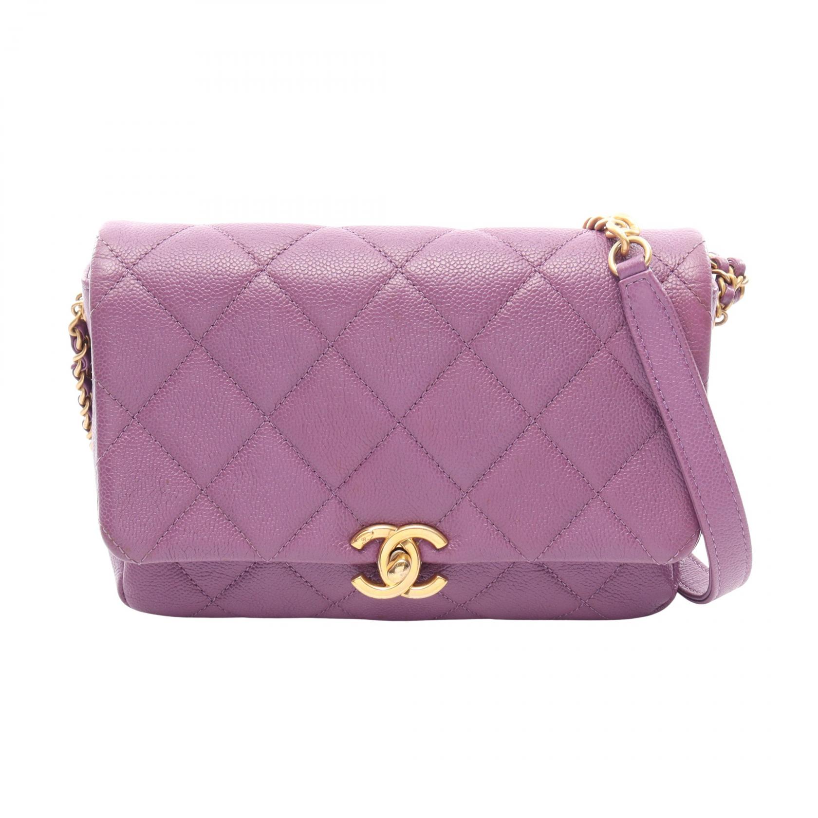 ≪5%OFFクーポン&まとめ買い10% ~7/26 9:59〆≫シャネル CHANEL マトラッセ スモールフラップ ショルダーバッグ バッグ カーフ(牛革) レディース パープル系 【中古】|BRANDOFF TOKYO