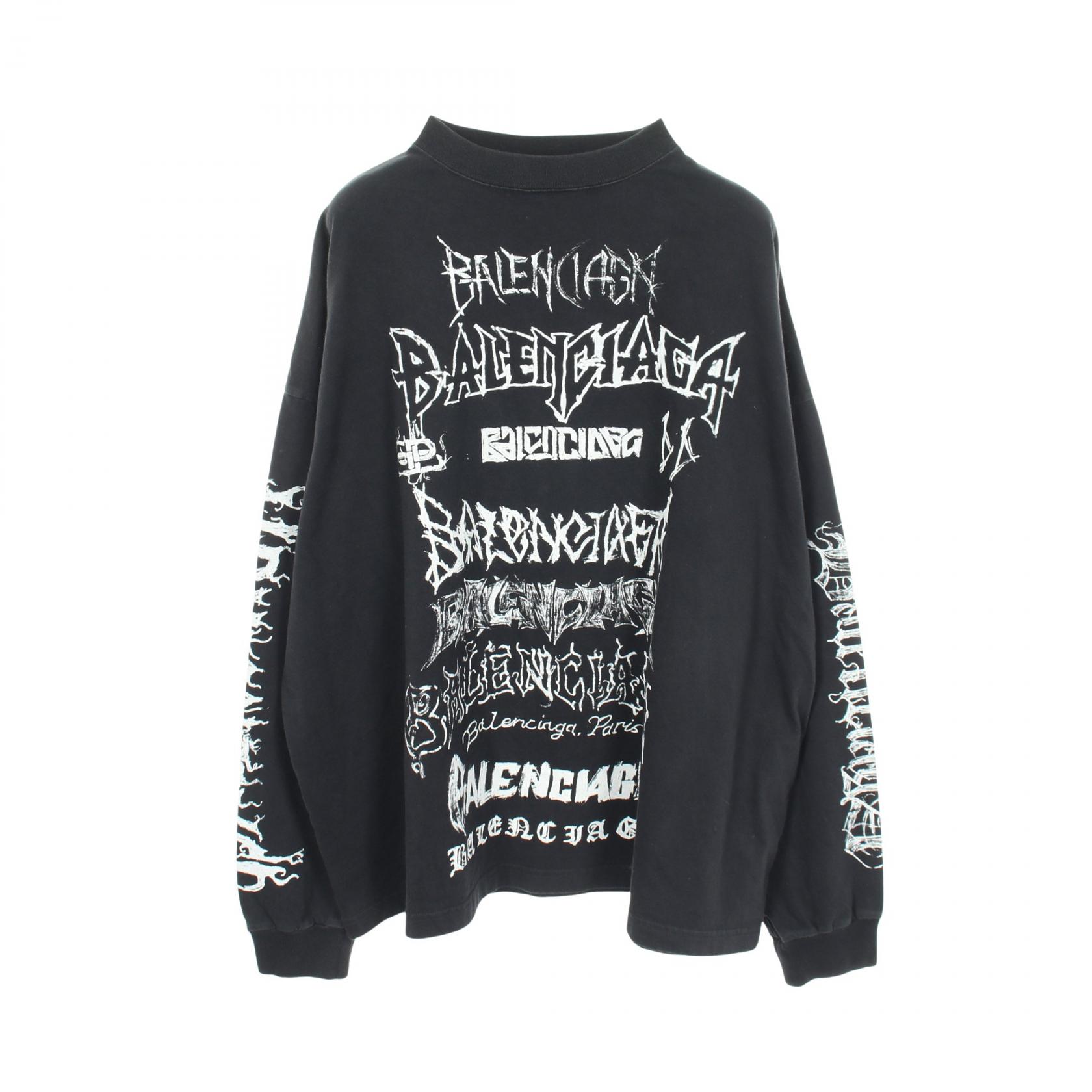 ≪5%OFFクーポン&まとめ買い10% ~7/26 9:59〆≫バレンシアガ BALENCIAGA DIY METAL 長袖Tシャツ 衣料品 トップス コットン メンズ レディース ブラック系 699191 【中古】|BRANDOFF TOKYO