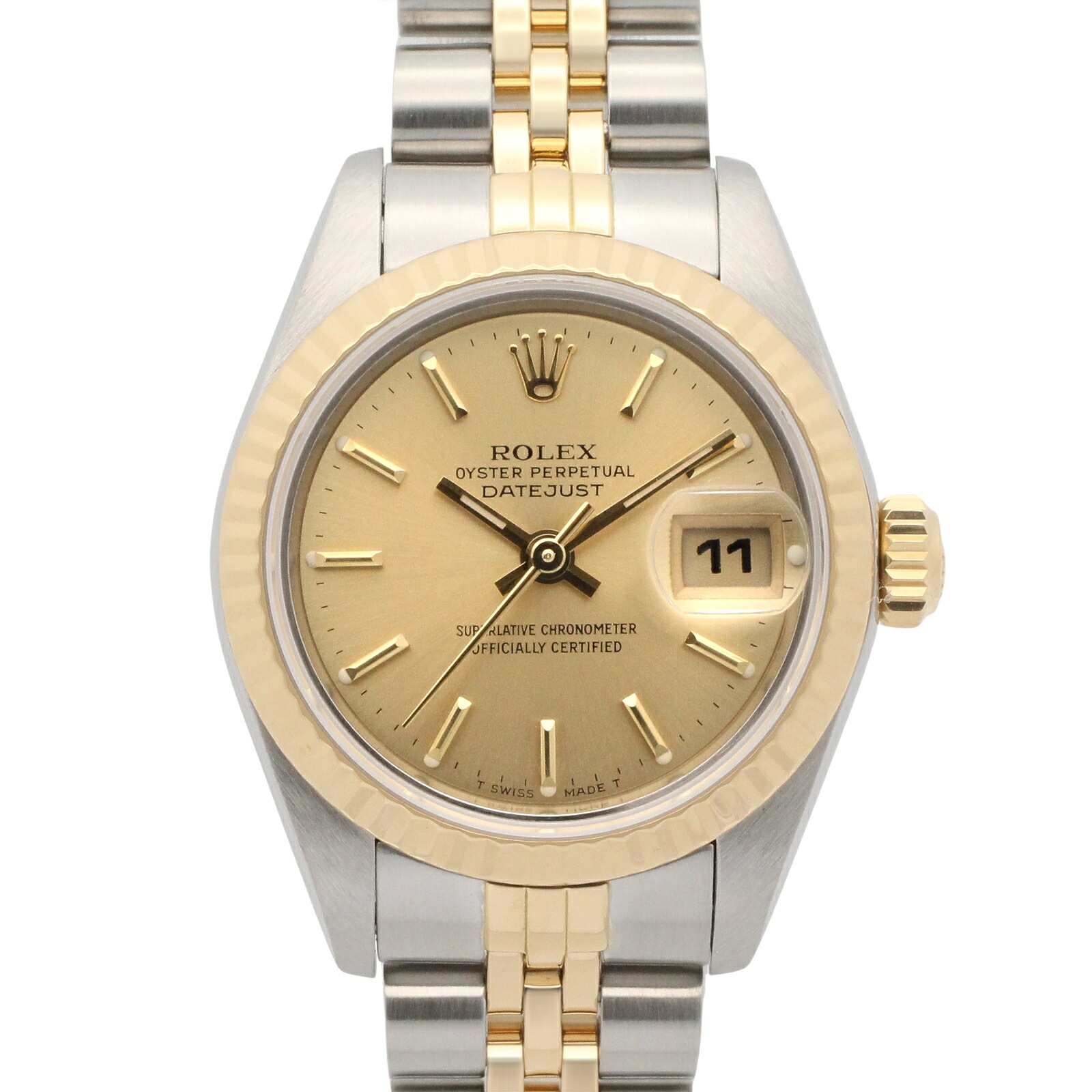 ≪5%OFFクーポン&まとめ買い10% ~7/26 9:59〆≫ロレックス ROLEX デイトジャスト 98番 腕時計 時計 K18(イエローゴールド) ステンレススチール レディース ゴールド系 シャンパン/バー 69173 【中古】|BRANDOFF TOKYO