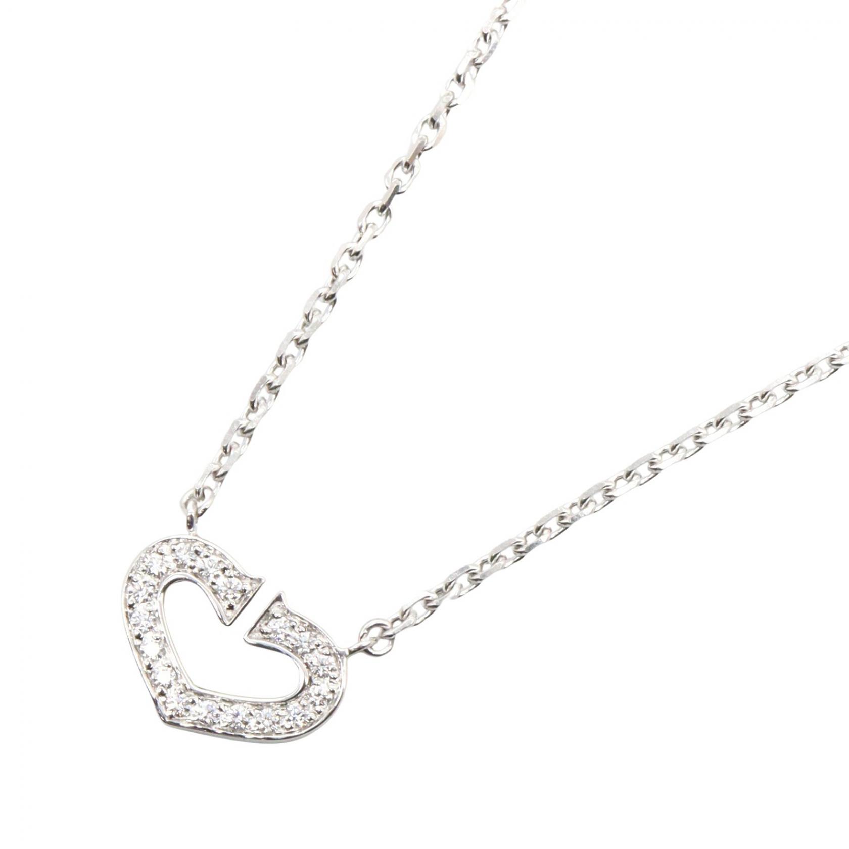 ≪5%OFFクーポン&まとめ買い10% ~7/26 9:59〆≫カルティエ CARTIER Cハート ダイヤ ネックレス ネックレス ジュエリー K18WG(ホワイトゴールド) ダイヤモンド レディース シルバー系 / クリア系 【中古】|BRANDOFF TOKYO
