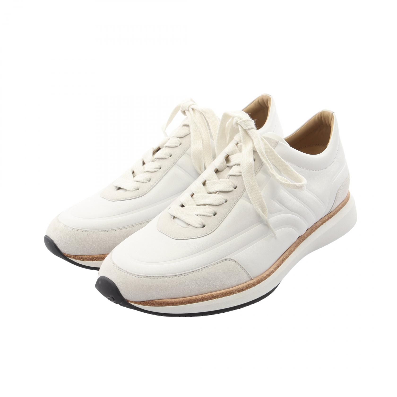≪5%OFFクーポン&まとめ買い10% ~7/26 9:59〆≫エルメス HERMES Hロゴ スニーカー 靴 レザー スウェード メンズ ホワイト系 【中古】|BRANDOFF TOKYO