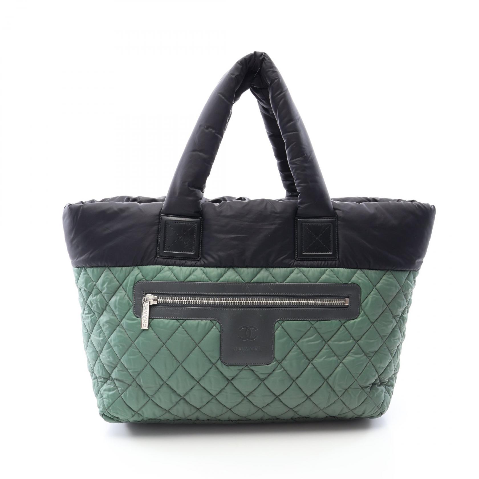 ≪5%OFFクーポン&まとめ買い10% ~7/26 9:59〆≫シャネル CHANEL コココクーンMM トートバッグ バッグ ナイロン レザー レディース ブラック系 / グリーン系 A48611 【中古】|BRANDOFF TOKYO