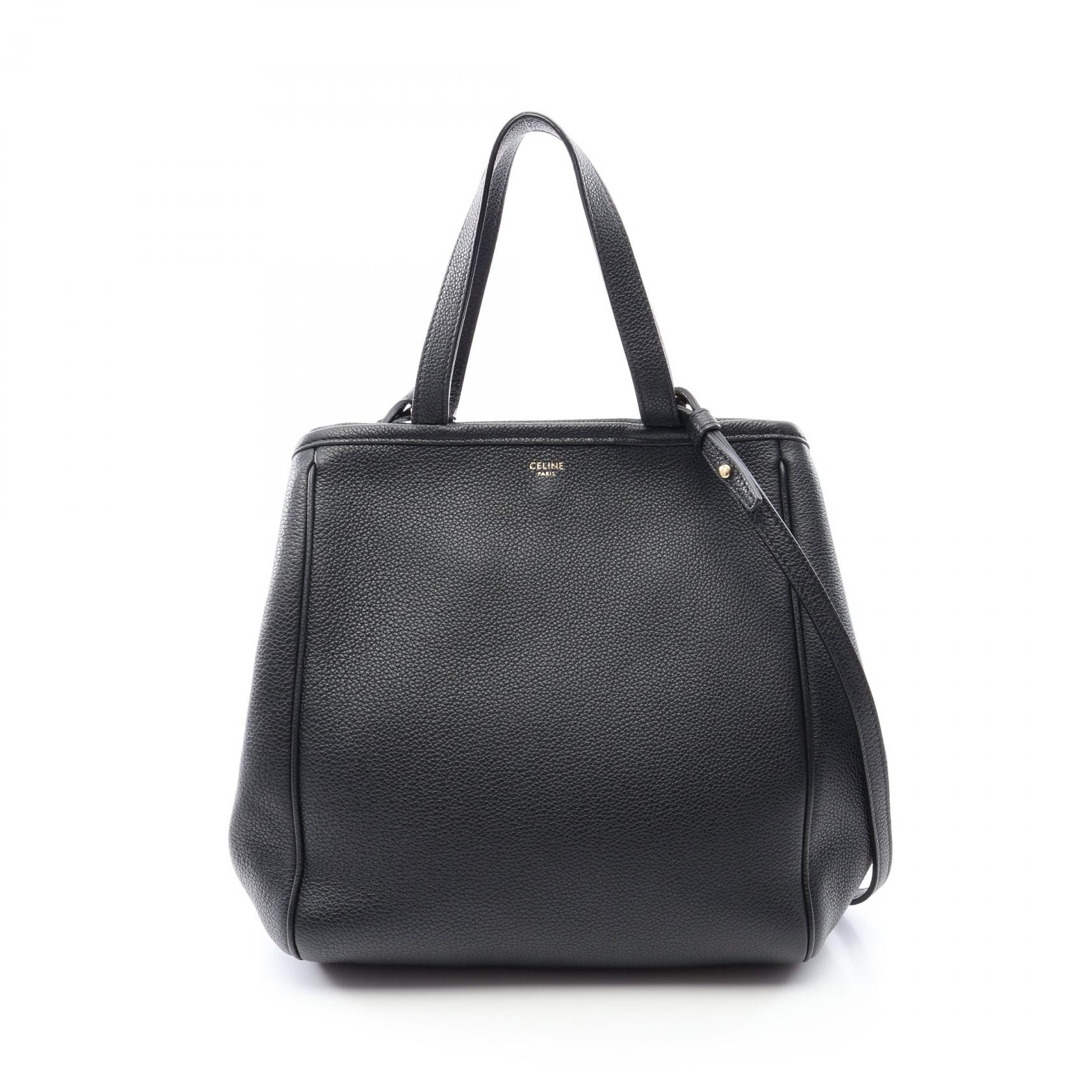 セリーヌ CELINE スモール フォールドカバ 2WAY トートバッグ バッグ レザー レディース ブラック系 194073 【中古】｜BRANDOFF TOKYO 75,350円