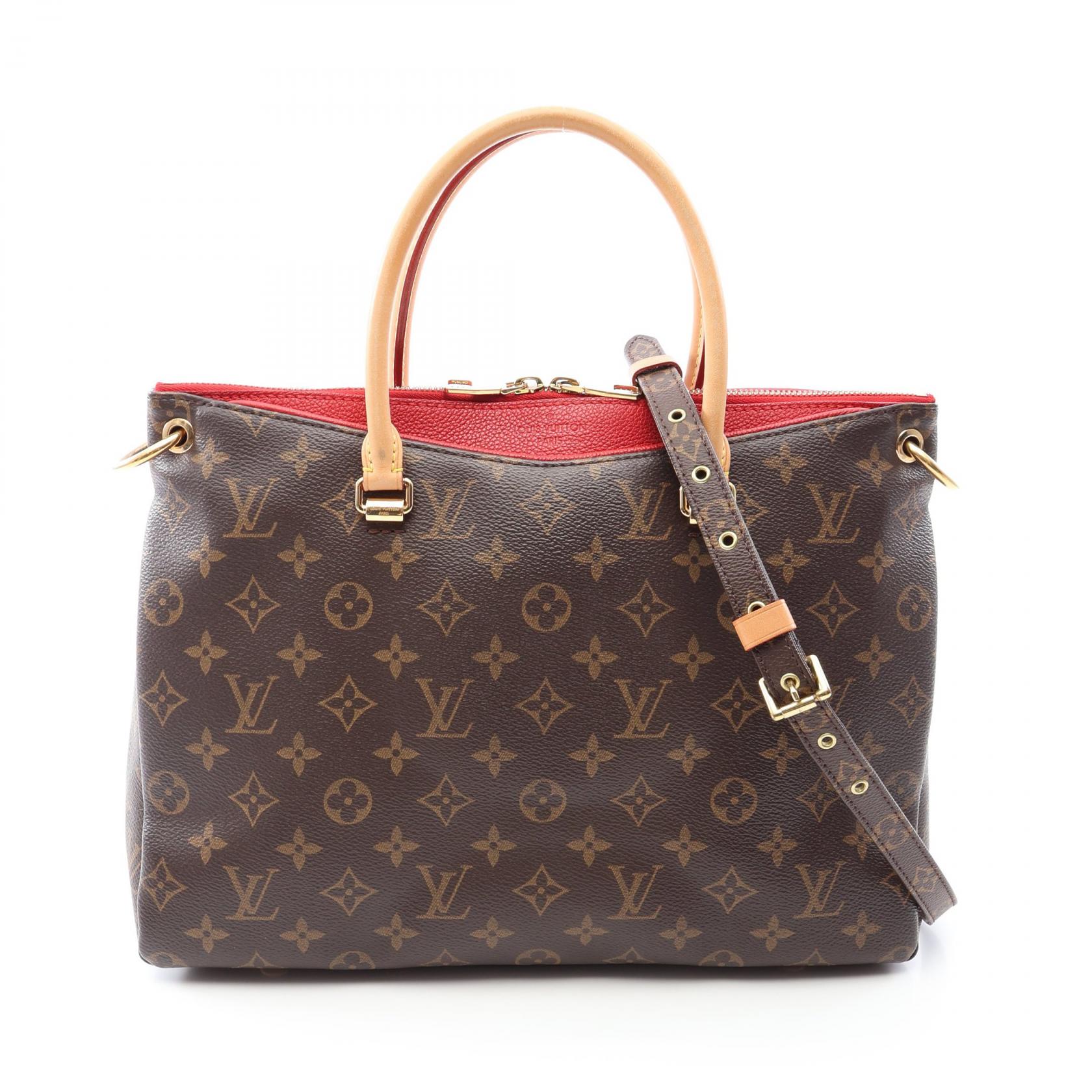 ルイ・ヴィトン LOUIS VUITTON パラス 2WAY ハンドバッグ バッグ PVCコーティングキャンバス レザー モノグラム レディース ブラウン系 / レッド系 M41175 【中古】｜BRANDOFF TOKYO