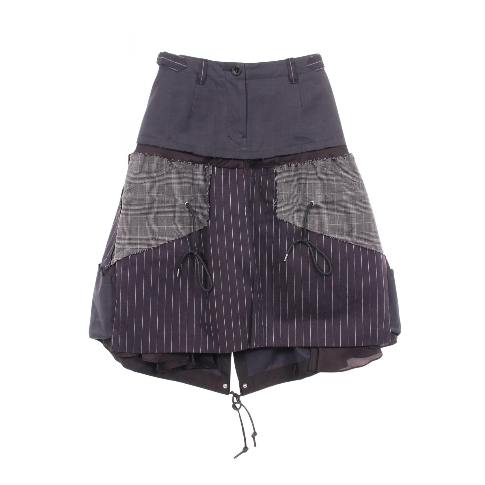 ≪5%OFFクーポン&まとめ買い10% ~7/26 9:59〆≫サカイ Sacai 変形切替 ドッキングフレア スカート 衣料品 ボトムス コットン ポリエステル レディース ネイビー系 【中古】|BRANDOFF TOKYO