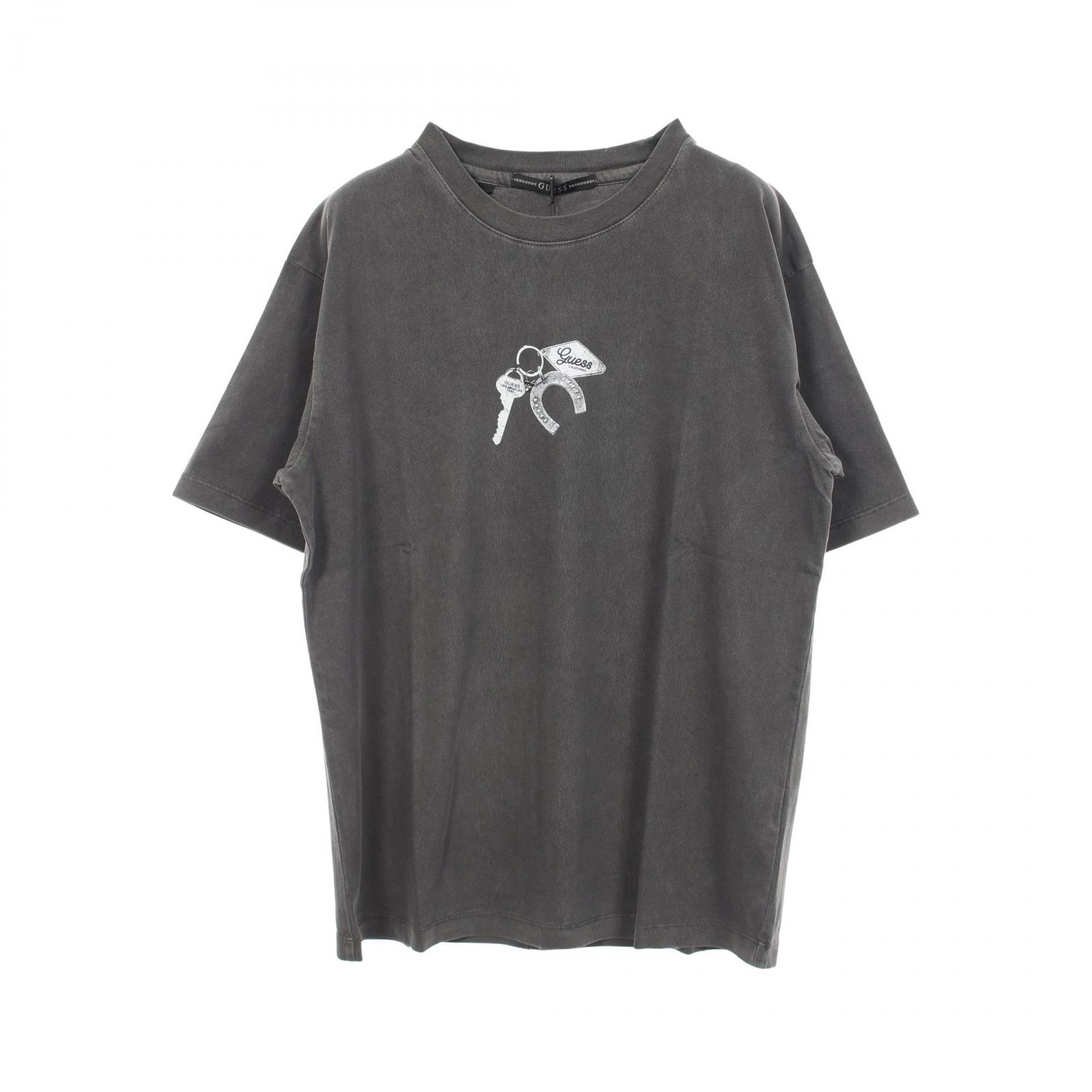 ≪5%OFFクーポン＆まとめ買い10% ～7/26 9:59〆≫ゲス Guess キーチェーン ダメージ加工 半袖Tシャツ 衣料品 トップス コットン メンズ レディース グレー系 MQ2K7432M 【新品】｜BRANDOFF TOKYO