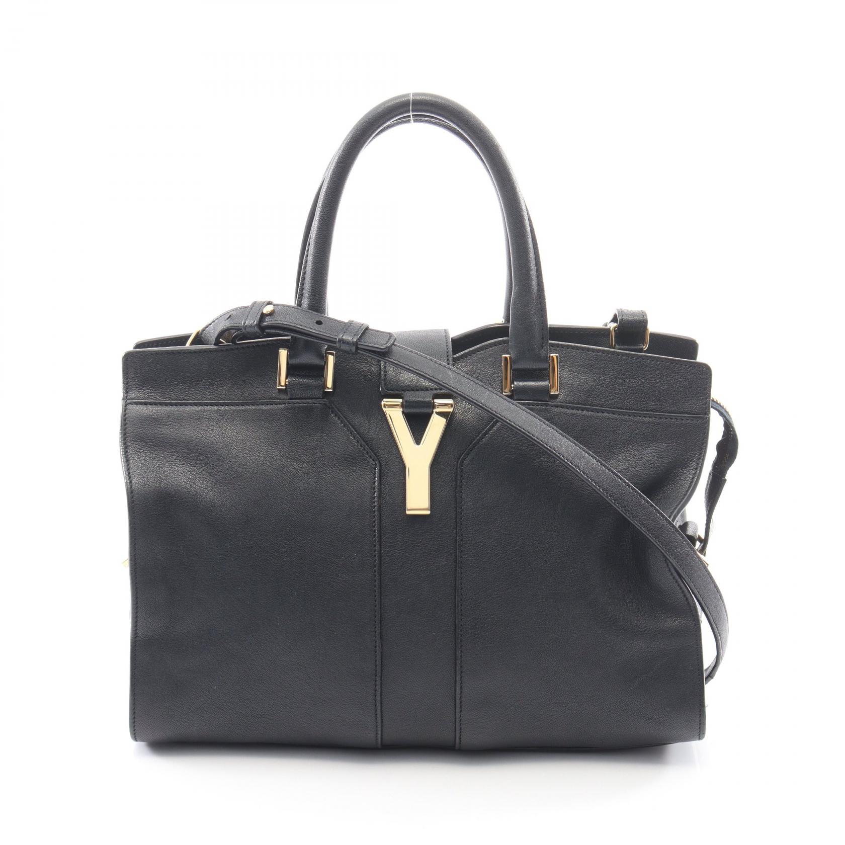 イヴ・サンローラン YVES SAINT LAURENT Yライン カバスバック 2WAY ハンドバッグ バッグ レザー レディース ネイビー系 370699 【中古】｜BRANDOFF TOKYO