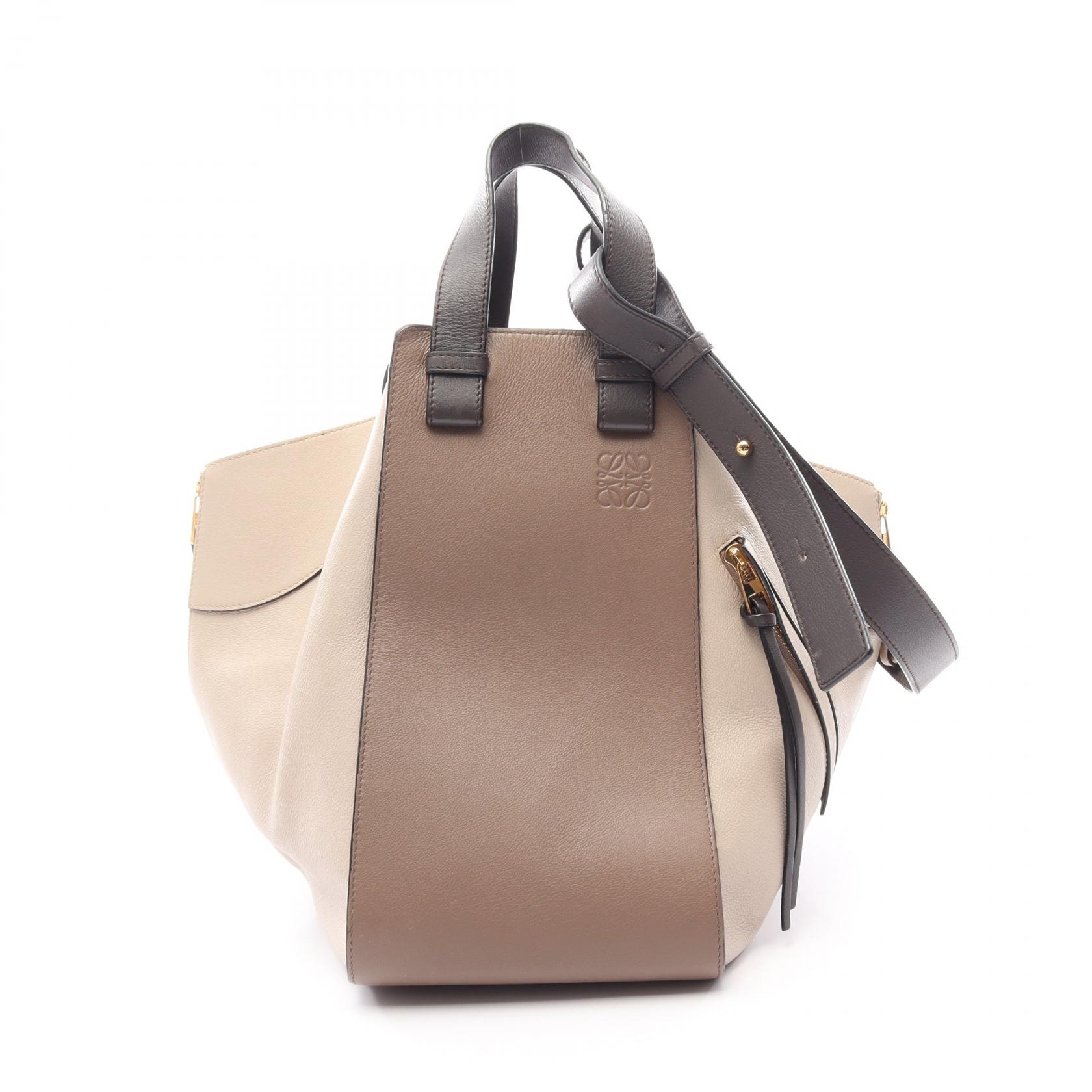 ≪5%OFFクーポン＆まとめ買い10% ～7/26 9:59〆≫ロエベ LOEWE HAMMOCK MEDIUM ハンモック ミディアム 2WAY ハンドバッグ バッグ レザー レディース ベージュ系 / グレー系 / ブラウン系 【中古】｜BRANDOFF TOKYO