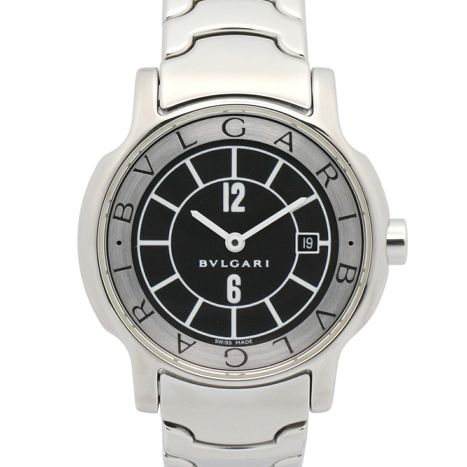 ≪5%OFFクーポン＆まとめ買い10% ～7/26 9:59〆≫ブルガリ BVLGARI ソロテンポ 腕時計 時計 ステンレススチール レディース ブラック系 ST29S 【中古】｜BRANDOFF TOKYO