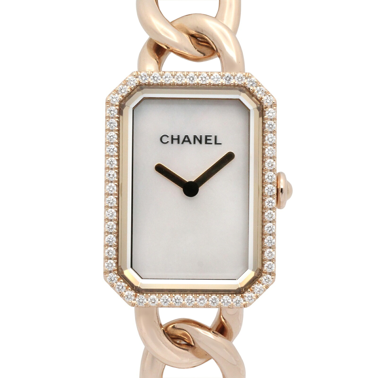 ≪5%OFFクーポン&まとめ買い10% ~7/26 9:59〆≫シャネル CHANEL プルミエール ダイヤベゼル 腕時計 時計 K18PG(ピンクゴールド) ダイヤモンド レディース ホワイト系 ホワイトシェル H4412 【中古】|BRANDOFF TOKYO