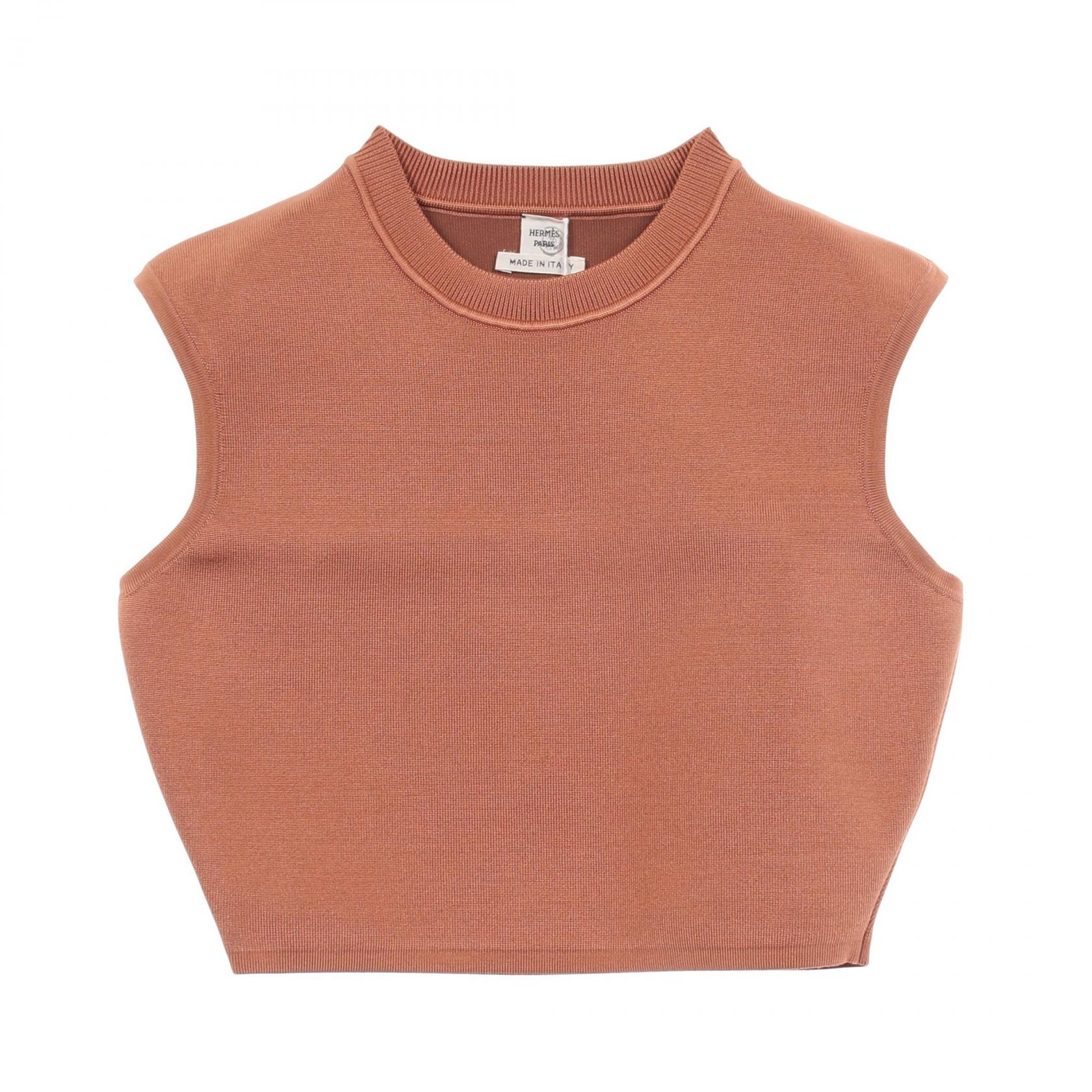 ≪5%OFFクーポン&まとめ買い10% ~7/26 9:59〆≫エルメス HERMES ノースリーブ ニット 衣料品 トップス シルク ナイロン シルク レディース ブラウン系 【中古】|BRANDOFF TOKYO