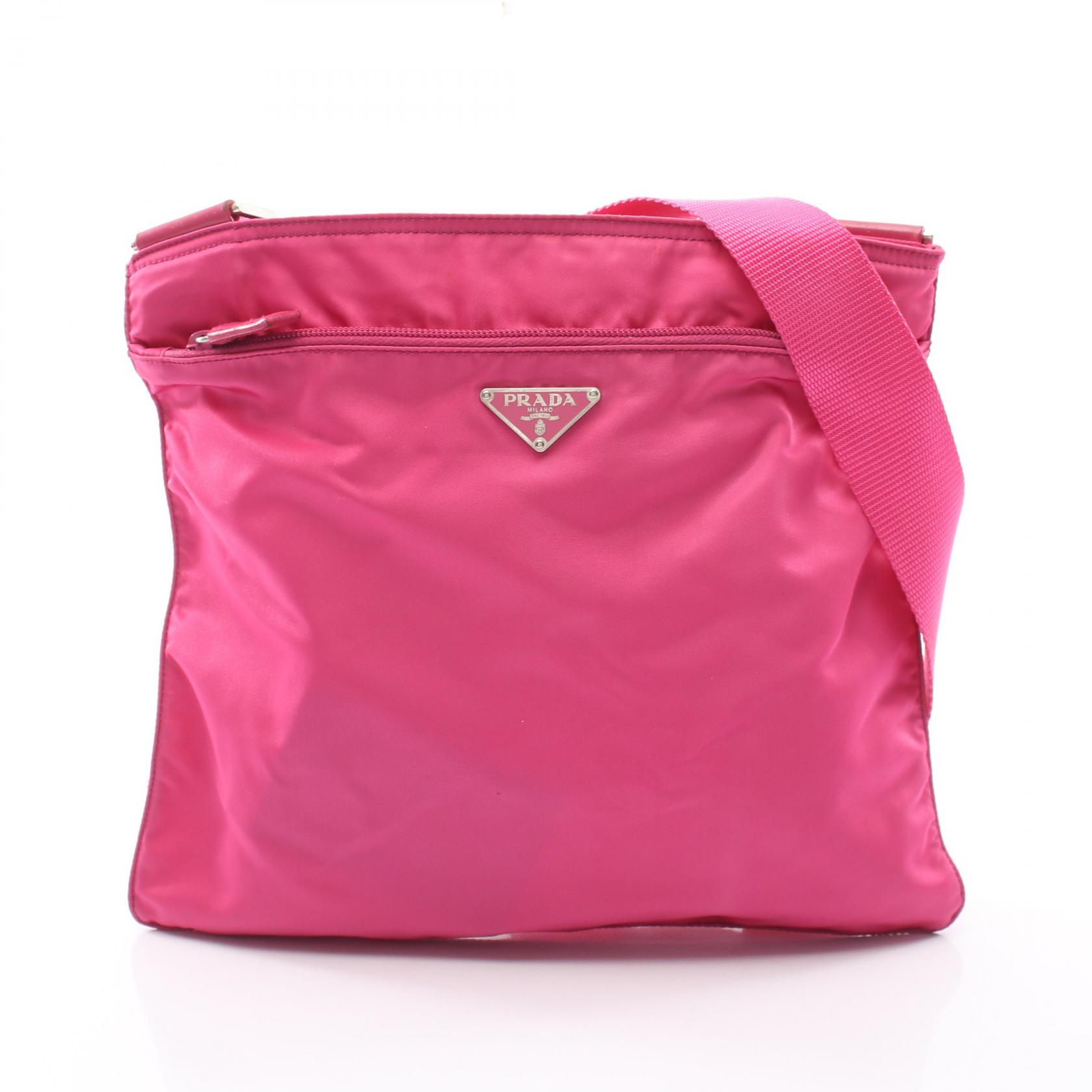 ≪5%OFFクーポン&まとめ買い10% ~7/26 9:59〆≫プラダ PRADA VELA SPORT ショルダーバッグ バッグ ナイロン レザー レディース ピンク系 BT175Z 【中古】|BRANDOFF TOKYO
