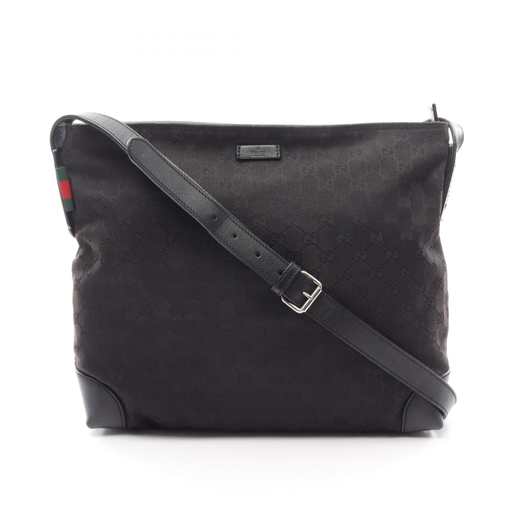 グッチ GUCCI Gキャンバス シェリーライン ショルダーバッグ バッグ キャンバス レザー レディース ブラック系 308930 【中古】｜BRANDOFF TOKYO