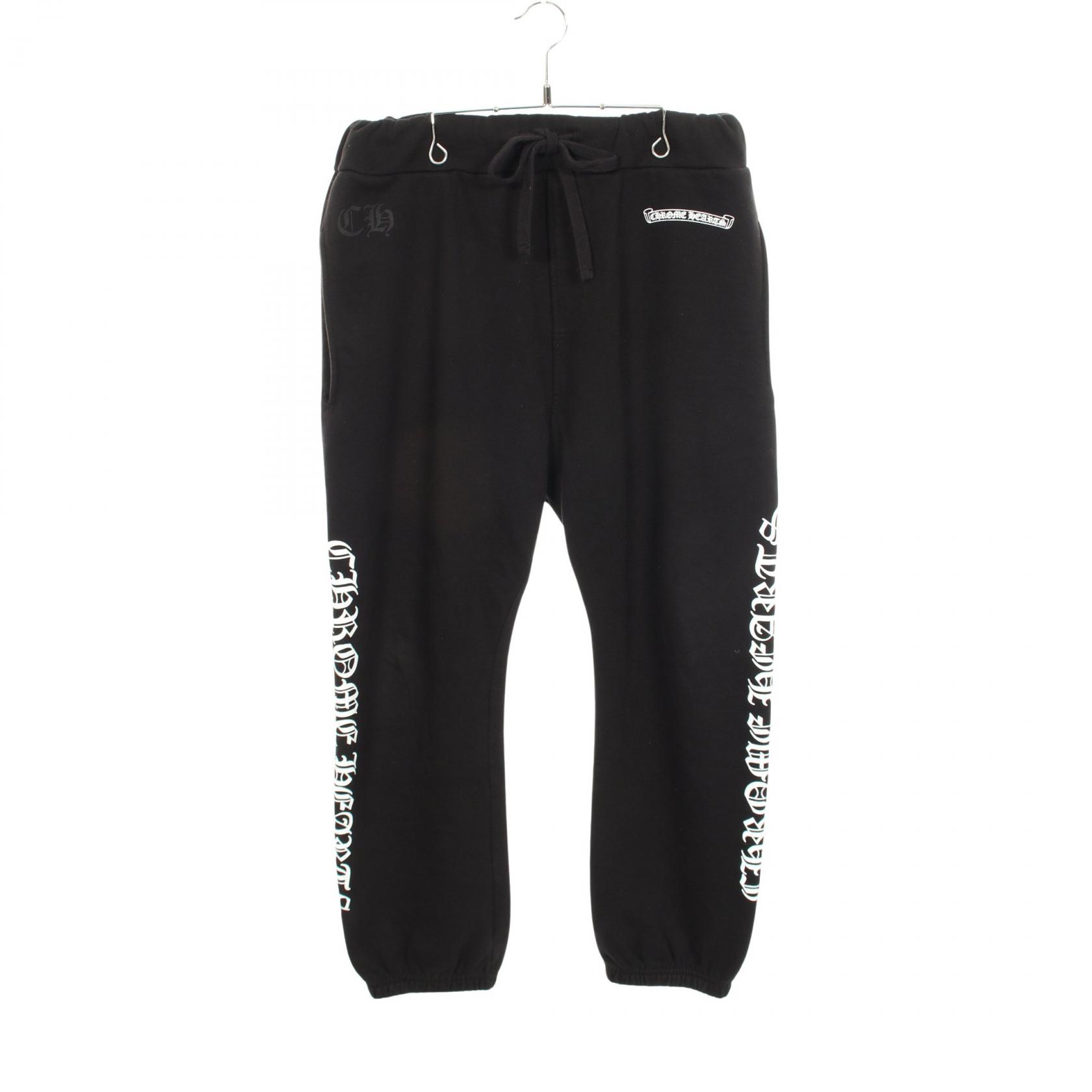 ≪5%OFFクーポン&まとめ買い10% ~7/26 9:59〆≫クロムハーツ CHROME HEARTS サイドロゴ 裏起毛 パンツ 衣料品 ボトムス コットン メンズ ブラック系 【中古】|BRANDOFF TOKYO