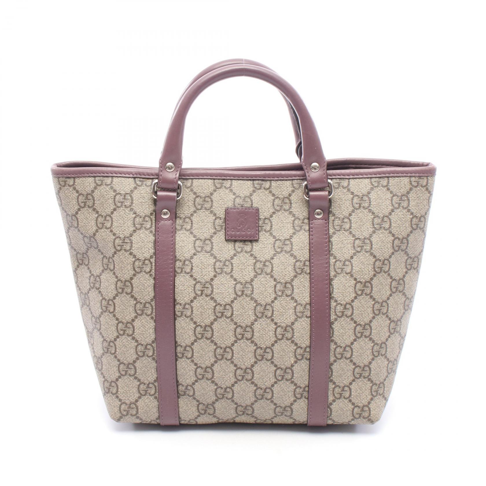 グッチ GUCCI グッチチルドレンズ GGスプリーム トートバッグ バッグ PVCコーティングキャンバス レザー レディース ベージュ系 / パープル系 297557 【中古】｜BRANDOFF TOKYO