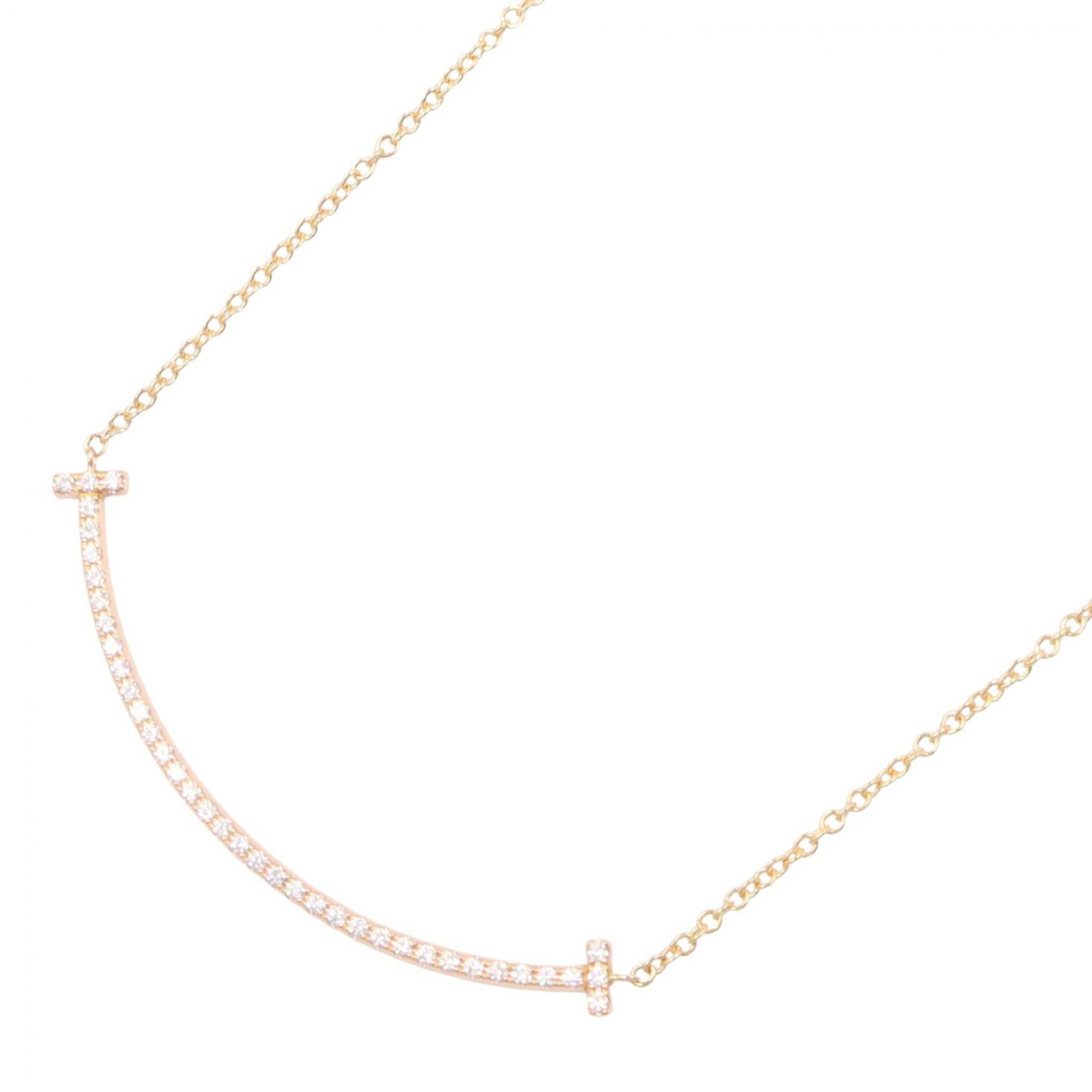 ≪5%OFFクーポン＆まとめ買い10% ～7/26 9:59〆≫ティファニー TIFFANY＆CO Tスマイル スモール ダイヤ ネックレス ネックレス ジュエリー K18PG（ピンクゴールド） ダイヤモンド レディース ゴールド系 / クリア系 【中古】｜BRANDOFF TOKYO