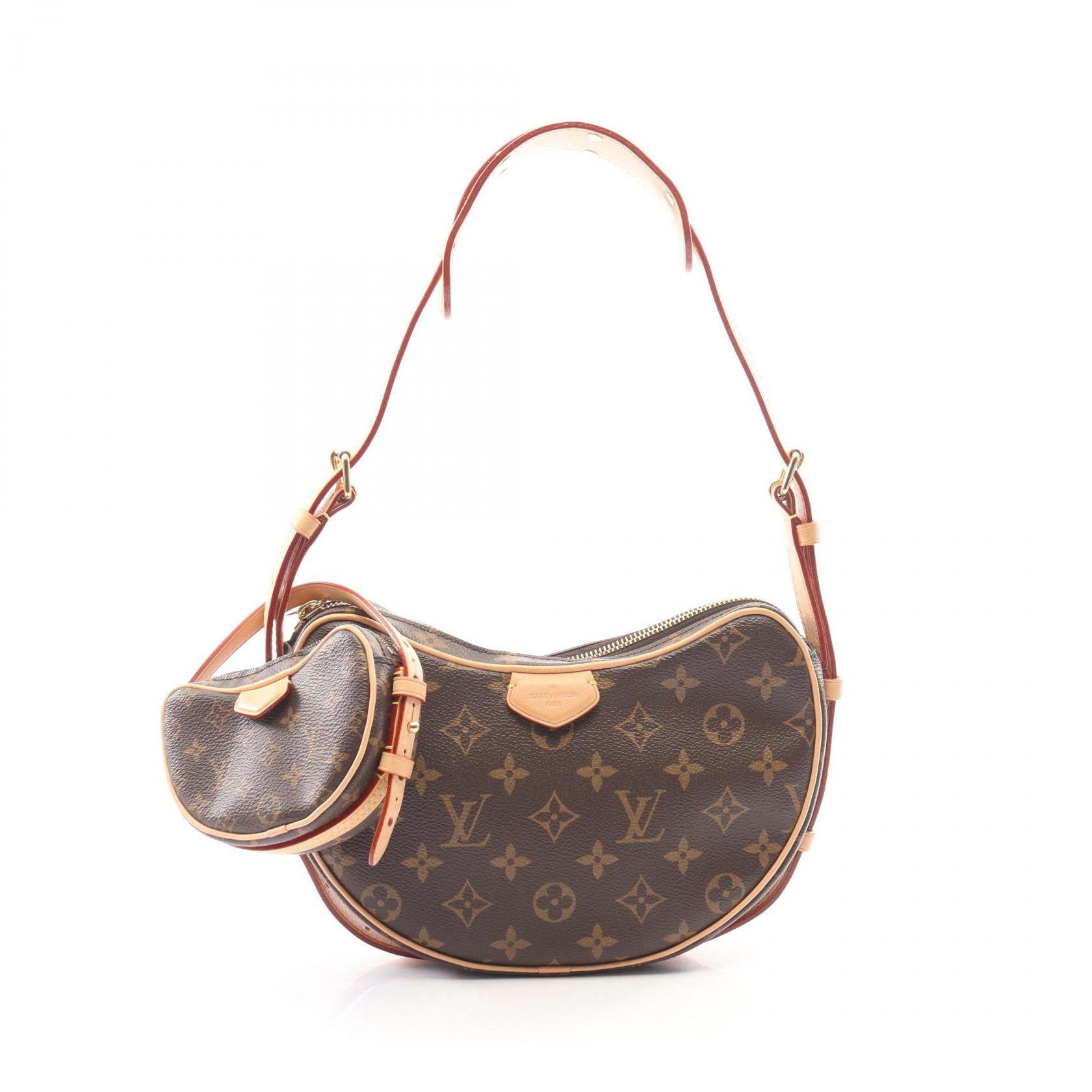 ≪5%OFFクーポン＆まとめ買い10% ～7/26 9:59〆≫ルイ・ヴィトン LOUIS VUITTON クロワッサン モノグラム ショルダーバッグ バッグ PVCコーティングキャンバス レザー モノグラム レディース ブラウン系 M46828 【中古】｜BRANDOFF TOKYO