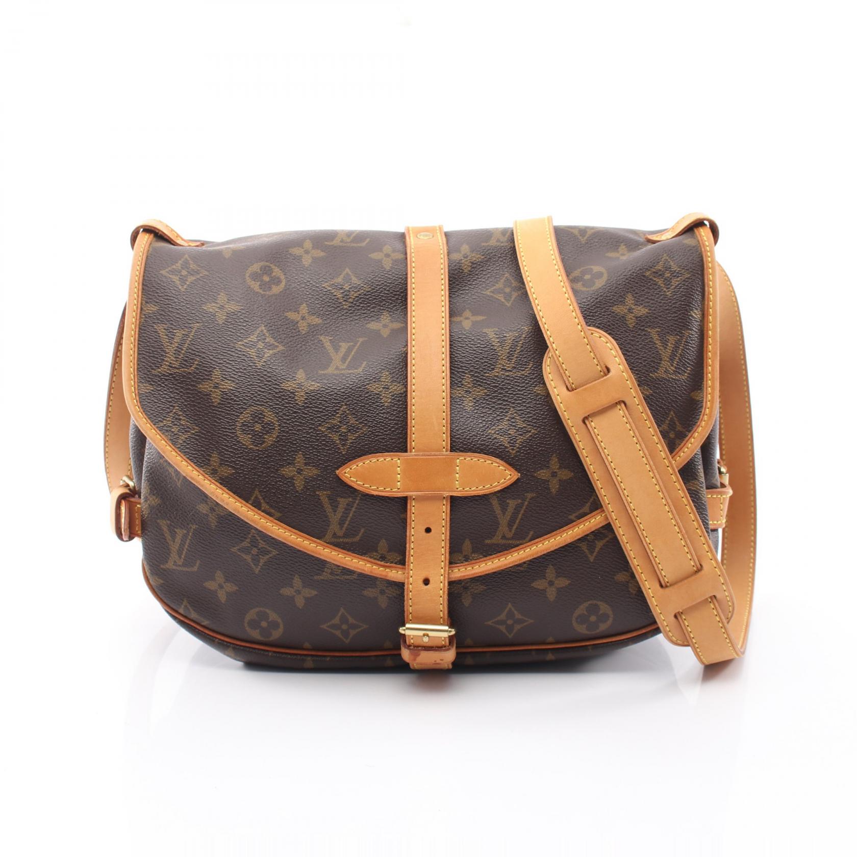 ≪5%OFFクーポン＆まとめ買い10% ～7/26 9:59〆≫ルイ・ヴィトン LOUIS VUITTON ソミュール30 モノグラム ショルダーバッグ バッグ PVCコーティングキャンバス レザー レディース ブラウン系 M42256 【中古】｜BRANDOFF TOKYO