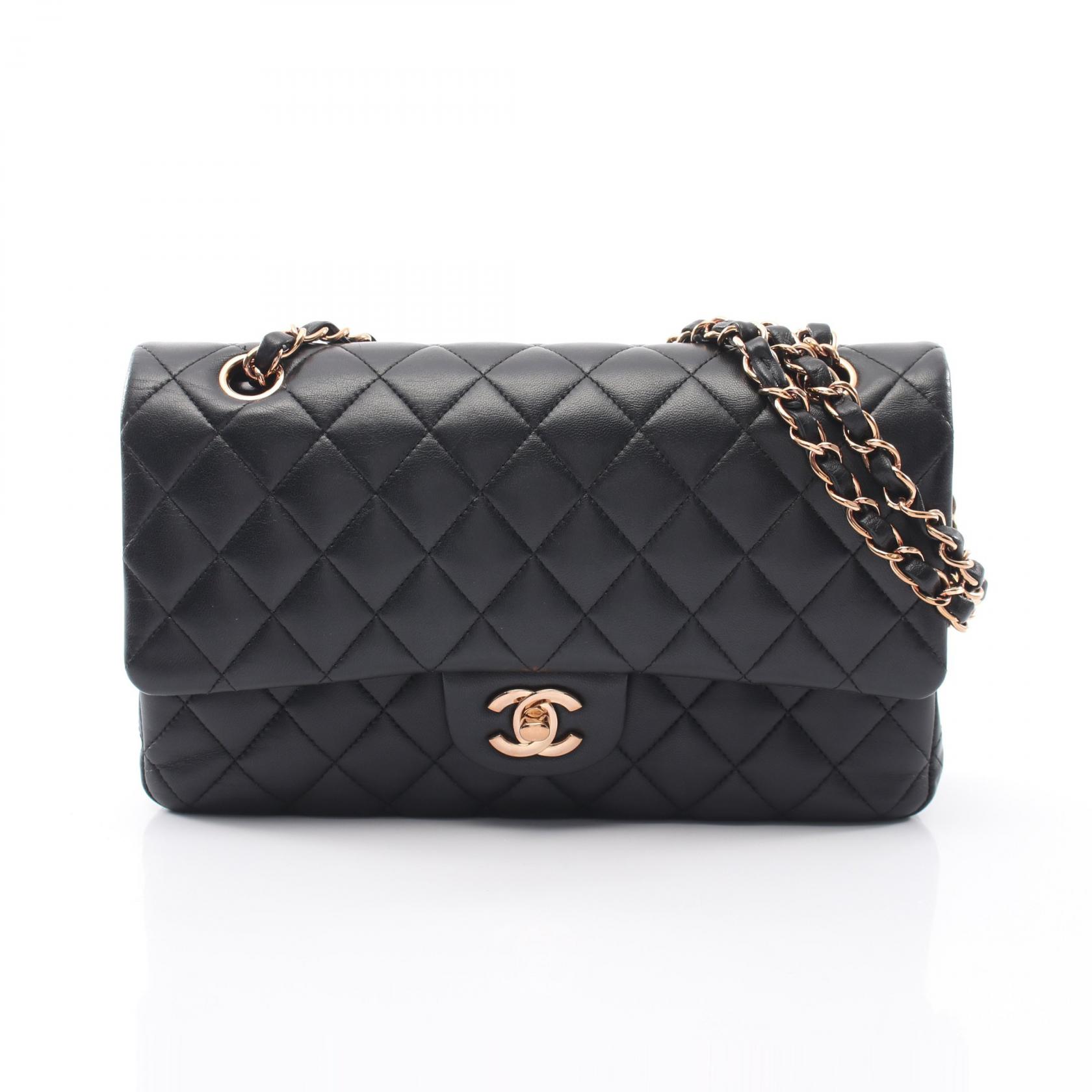 ≪5%OFFクーポン&まとめ買い10% ~7/26 9:59〆≫シャネル CHANEL マトラッセ Wフラップ ショルダーバッグ バッグ ラムスキン(羊革) レディース ブラック系 【中古】|BRANDOFF TOKYO
