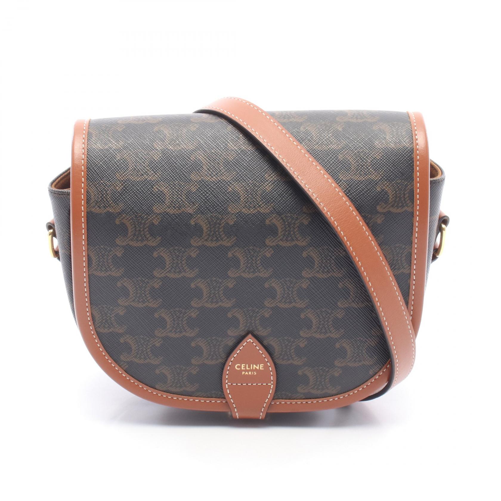 セリーヌ CELINE フォルコ ミディアムバッグ トリオンフ ショルダーバッグ バッグ PVCコーティングキャンバス レザー レディース ブラック系 / ブラウン系 【中古】｜BRANDOFF TOKYO