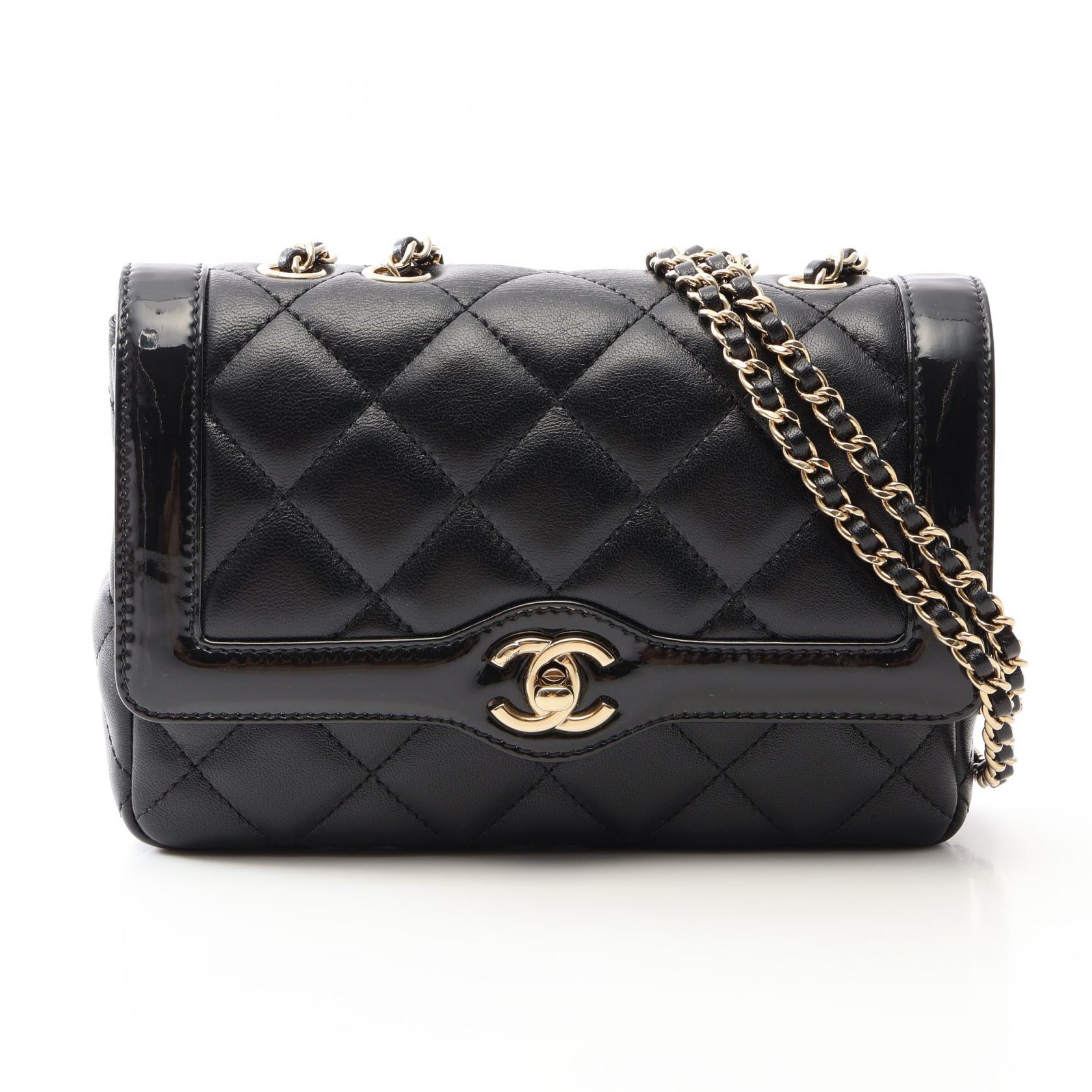 ≪5%OFFクーポン&まとめ買い10% ~7/26 9:59〆≫シャネル CHANEL マトラッセ ショルダーバッグ バッグ ラムスキン(羊革) パテントレザー レディース ブラック系 【中古】|BRANDOFF TOKYO