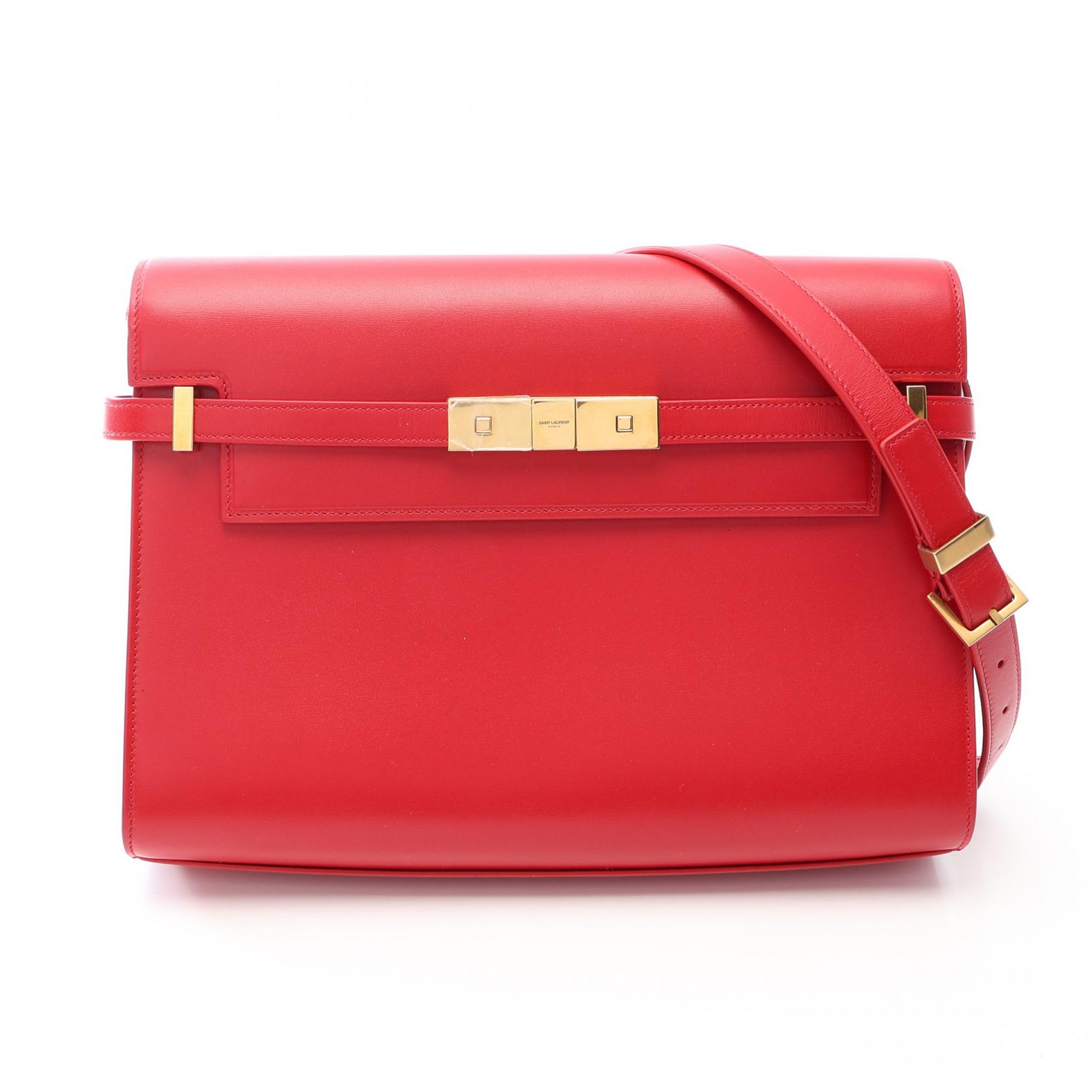 ≪5%OFFクーポン&まとめ買い10% ~7/26 9:59〆≫サンローランパリ SAINT LAURENT PARIS マンハッタン ショルダーバッグ バッグ レザー レディース レッド系 【中古】|BRANDOFF TOKYO