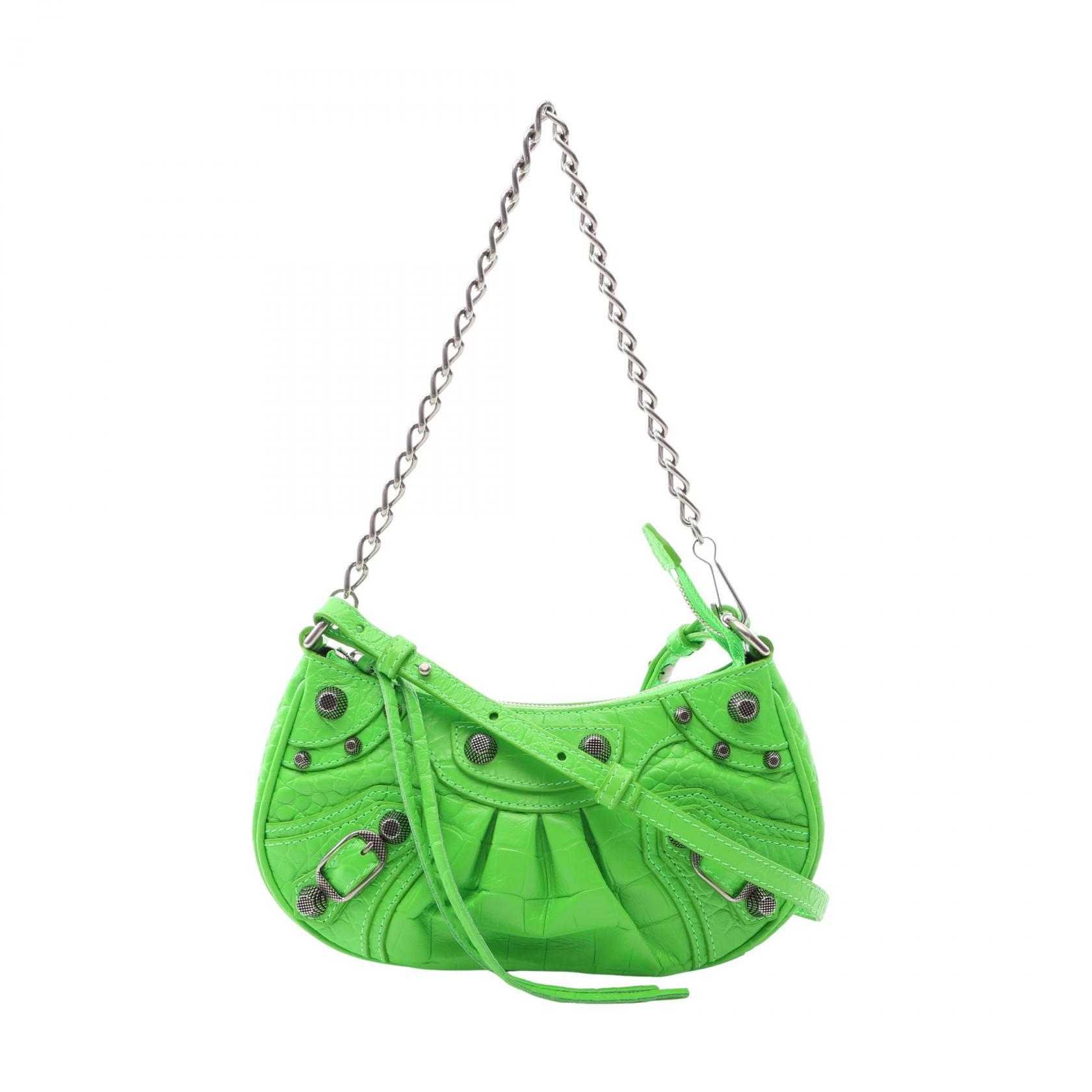 ≪5%OFFクーポン&まとめ買い10% ~7/26 9:59〆≫バレンシアガ BALENCIAGA LE CAGOLE MINI BB ル カゴール ミニ クロコ型押し 2WAY ハンドバッグ バッグ レザー レディース グリーン系 【中古】|BRANDOFF TOKYO