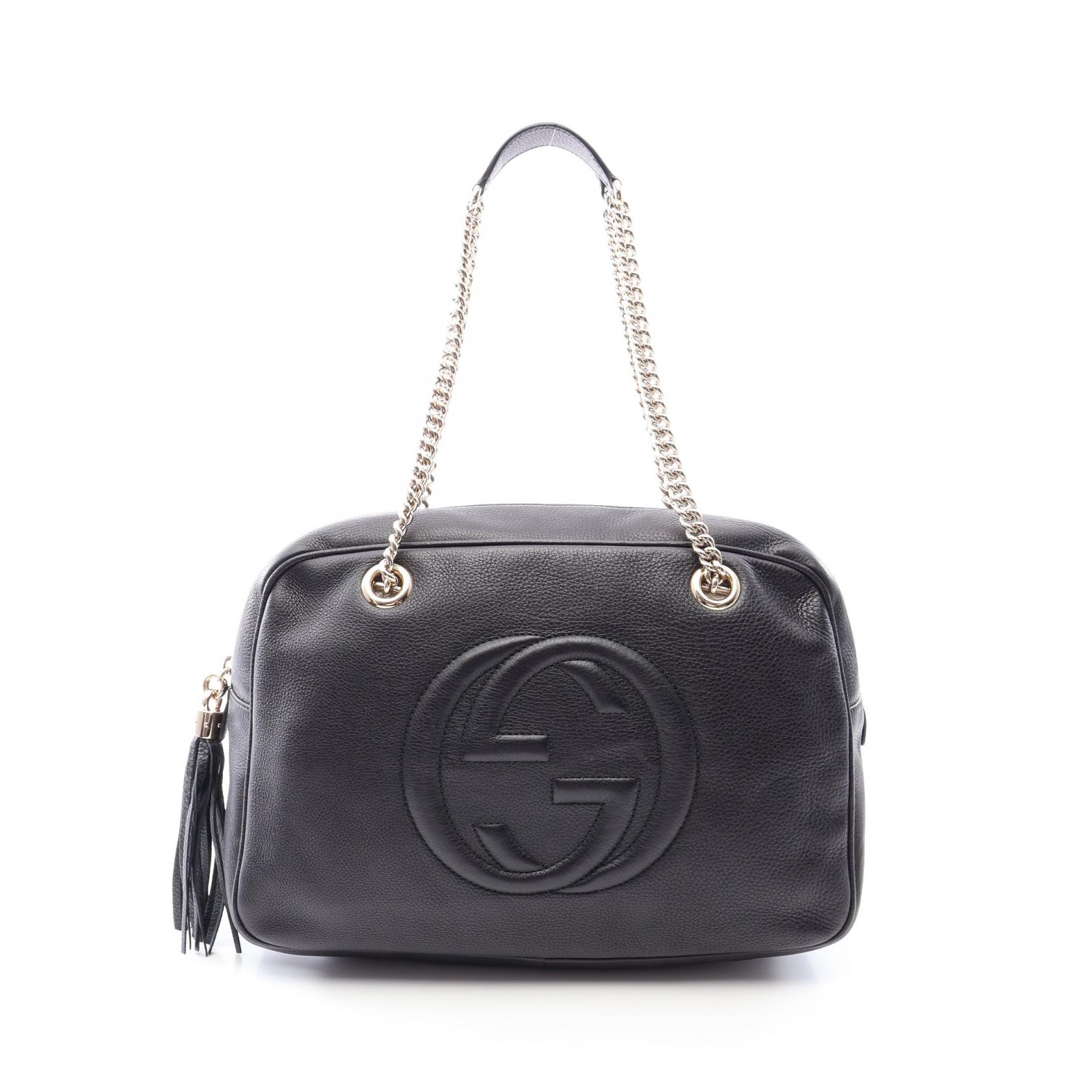 グッチ GUCCI ソーホー インターロッキングG ショルダーバッグ バッグ レザー レディース ブラック系 353126 【中古】｜BRANDOFF TOKYO