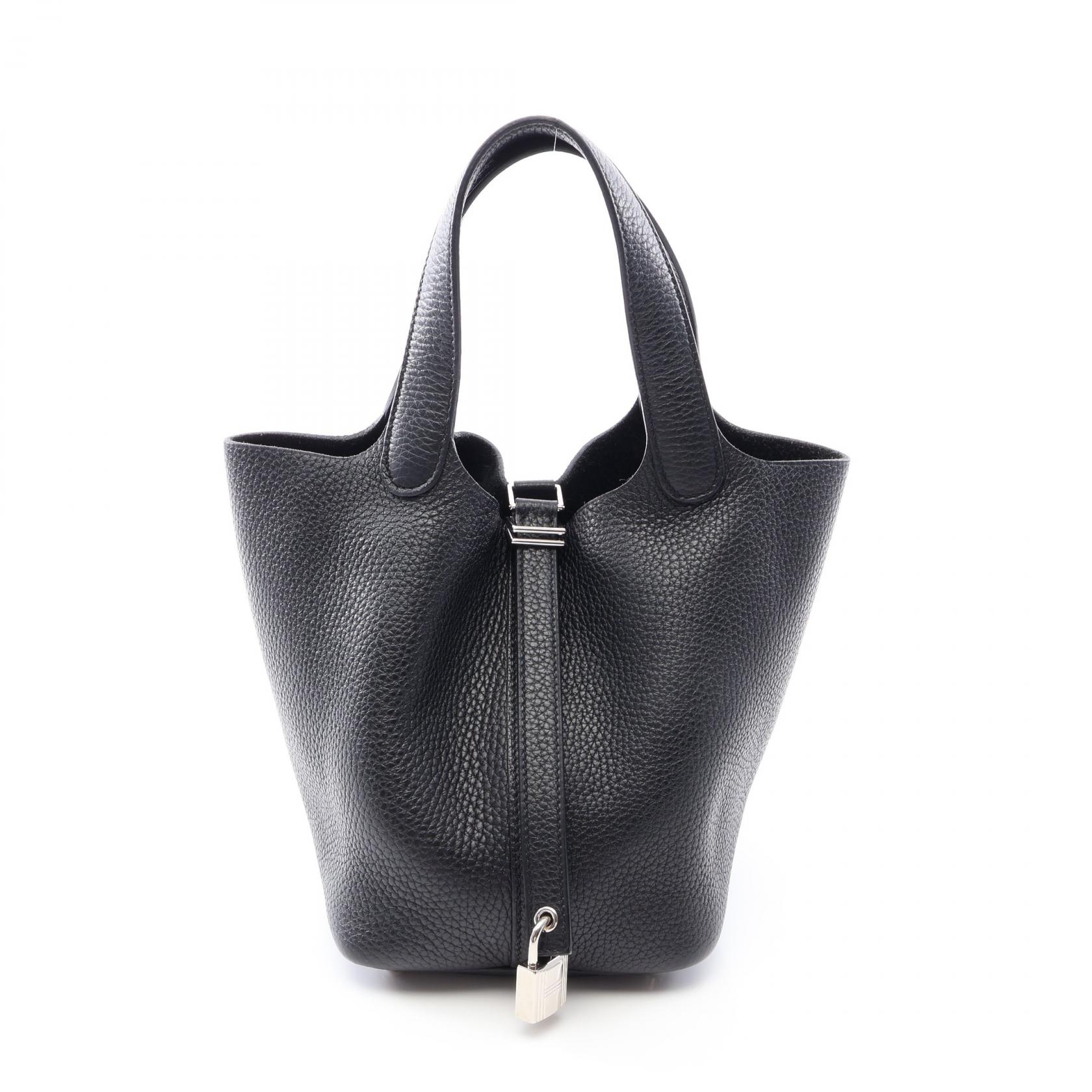 ≪5%OFFクーポン＆まとめ買い10% ～7/26 9:59〆≫エルメス HERMES ピコタンロックPM ハンドバッグ バッグ レザー トリヨンクレマンス トリヨンクレマンス レディース ブラック系 【中古】｜BRANDOFF TOKYO