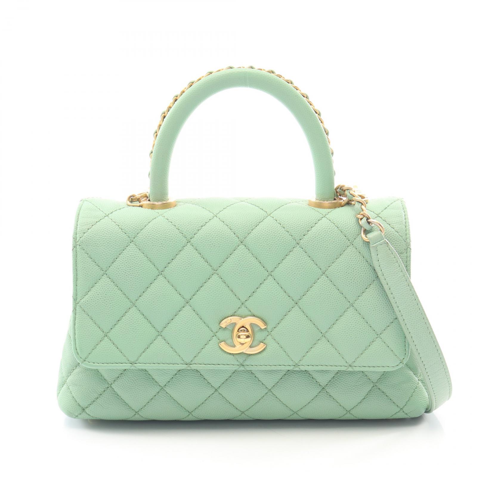 ≪5%OFFクーポン&まとめ買い10% ~7/26 9:59〆≫シャネル CHANEL ココハンドル フラップ マトラッセ 2WAY ハンドバッグ バッグ キャビアスキン(グレインドカーフ) レディース グリーン系 A92990 【中古】|BRANDOFF TOKYO