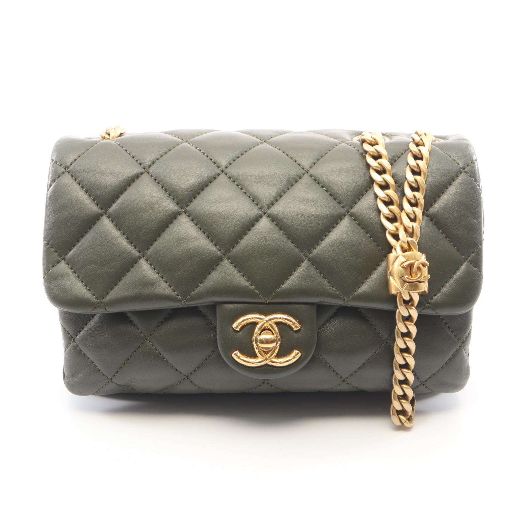 ≪5%OFFクーポン&まとめ買い10% ~7/26 9:59〆≫シャネル CHANEL マトラッセ ショルダーバッグ バッグ ラムスキン(羊革) レディース カーキ系 【中古】|BRANDOFF TOKYO