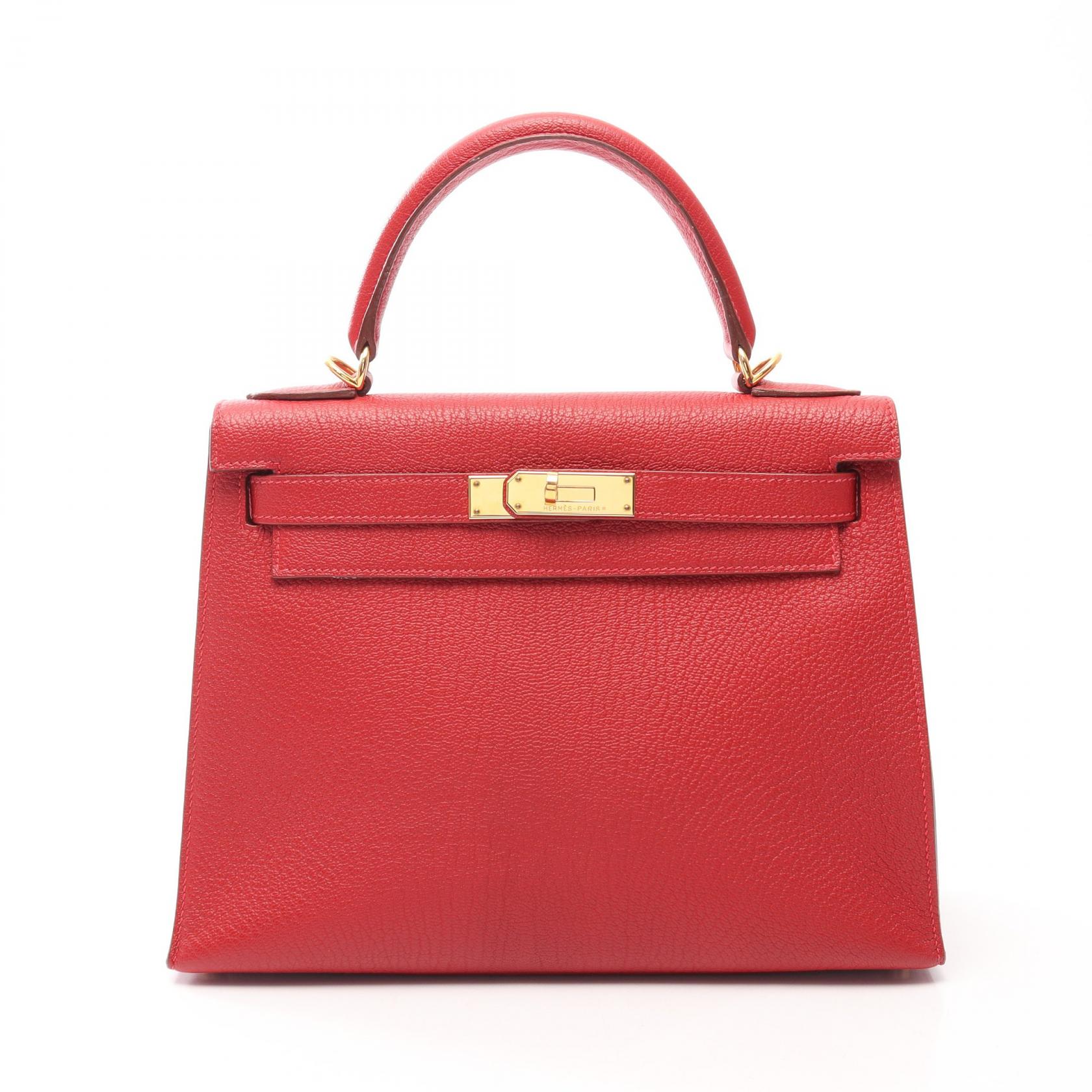 ≪5%OFFクーポン＆まとめ買い10% ～7/26 9:59〆≫エルメス HERMES ケリー28 2WAY 外縫い ハンドバッグ バッグ レザー シェーブル シェーブル レディース レッド系 【中古】｜BRANDOFF TOKYO 808,500円