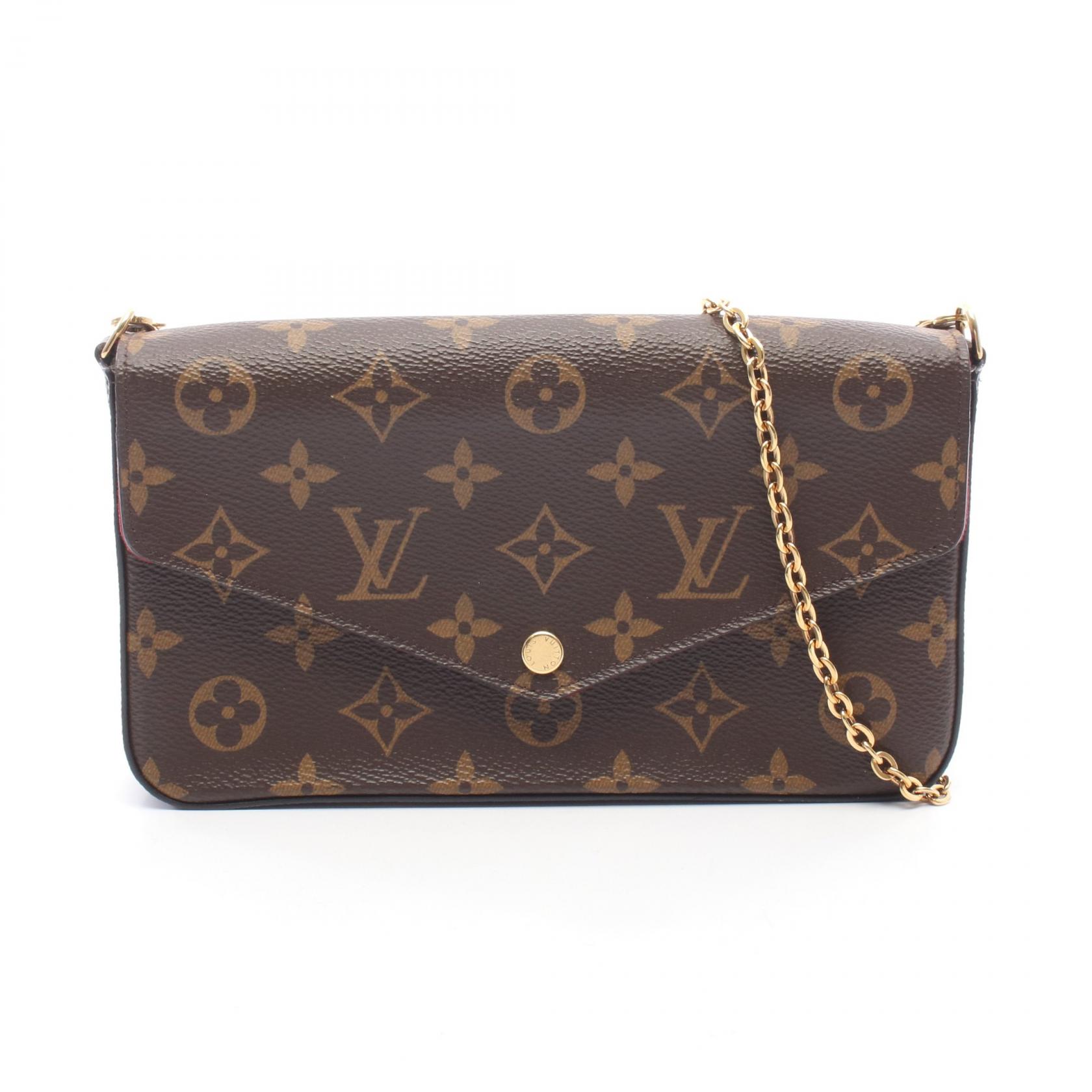 ≪5%OFFクーポン＆まとめ買い10% ～7/26 9:59〆≫ルイ・ヴィトン LOUIS VUITTON ポシェット フェリシー モノグラム フューシャ ショルダーバッグ バッグ PVCコーティングキャンバス レザー レディース ブラウン系 M61276 【中古】｜BRANDOFF TOKYO 100,000円