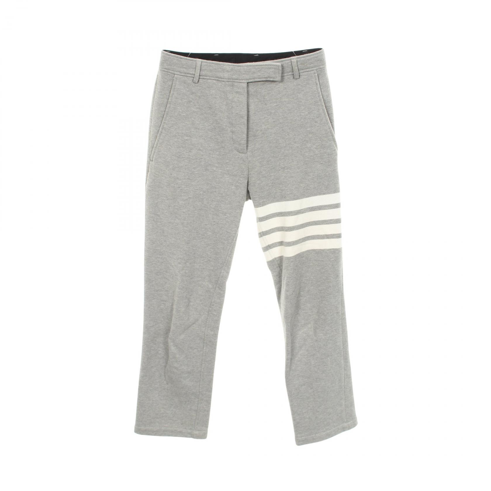 ≪5%OFFクーポン&まとめ買い10% ~7/26 9:59〆≫トムブラウン THOM BROWNE 4BAR ボタンフライ パンツ 衣料品 ボトムス コットン メンズ グレー系 【中古】|BRANDOFF TOKYO