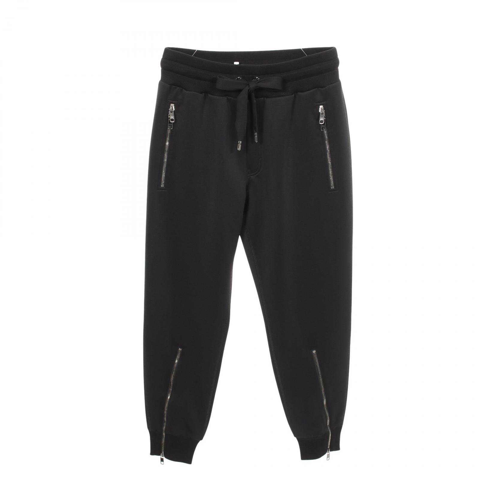 ≪5%OFFクーポン&まとめ買い10% ~7/26 9:59〆≫ドルチェアンドガッバーナ DOLCE & GABBANA ロゴプレート パンツ 衣料品 ボトムス ポリエステル メンズ ブラック系 【中古】|BRANDOFF TOKYO