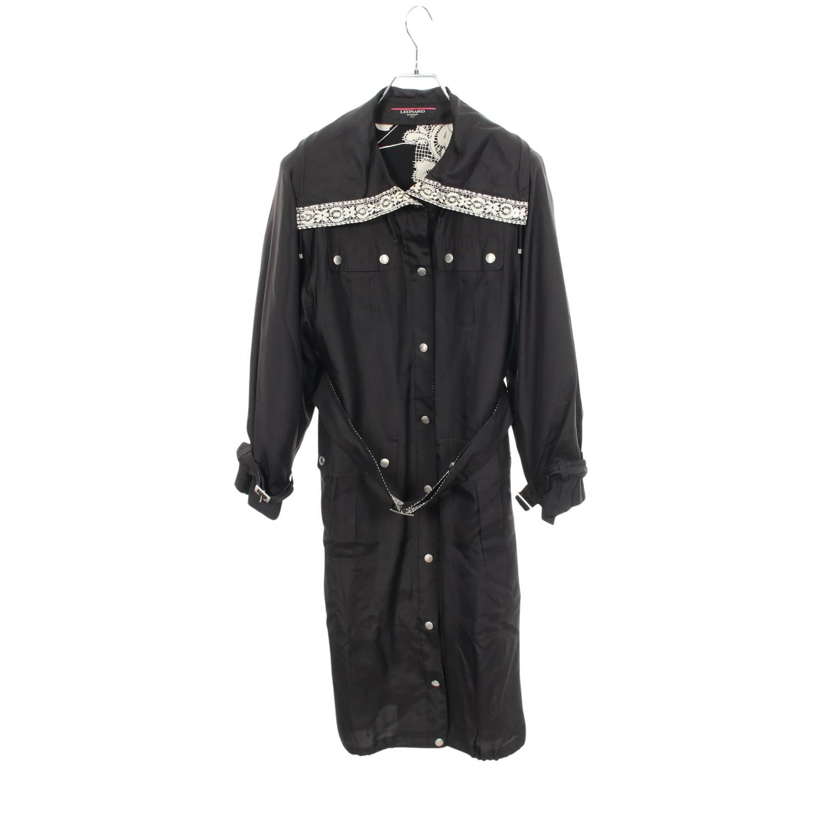 ≪5%OFFクーポン＆まとめ買い10% ～7/26 9:59〆≫レオナールファッション LEONARD FASHION レースプリント 中綿入り 衣料品 アウター キュプラ レディース ブラック系 【中古】｜BRANDOFF TOKYO