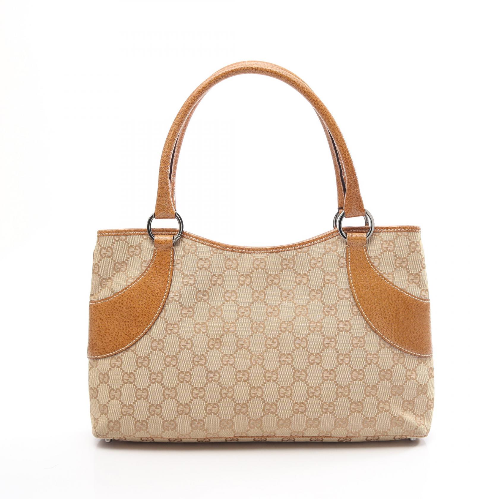 ≪5%OFFクーポン&まとめ買い10% ~7/26 9:59〆≫グッチ GUCCI GGキャンバス トートバッグ バッグ キャンバス レザー レディース ベージュ系 / ブラウン系 113015 【中古】|BRANDOFF TOKYO