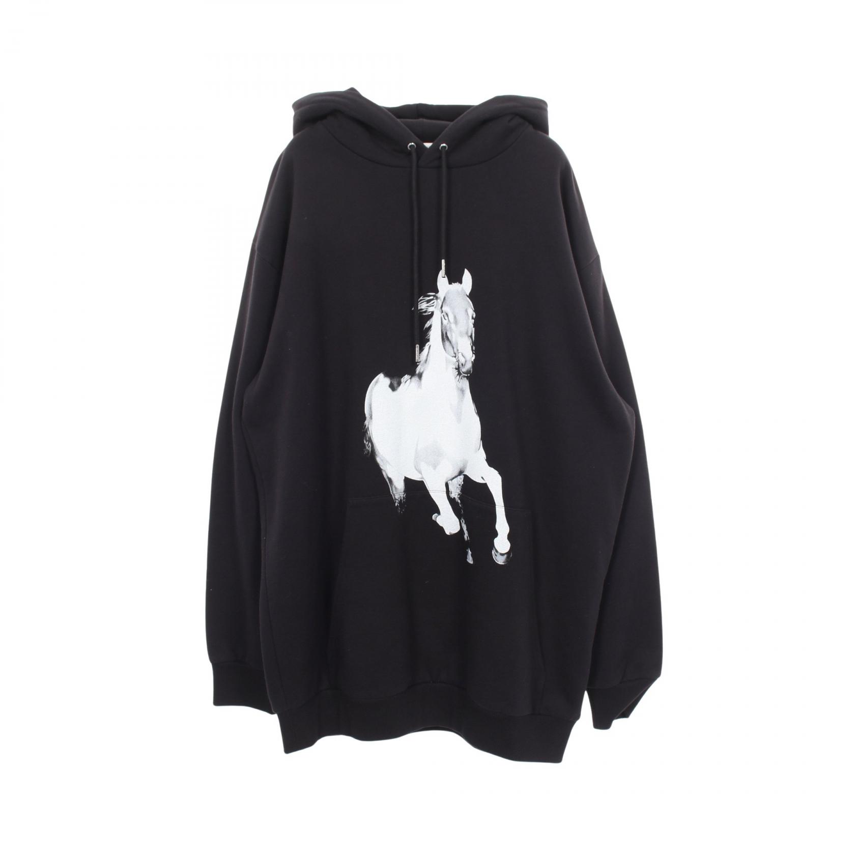 セリーヌ CELINE ホースプリント オーバーサイズ パーカー 衣料品 トップス コットン メンズ ブラック系 2Y901670Q 【中古】｜BRANDOFF TOKYO