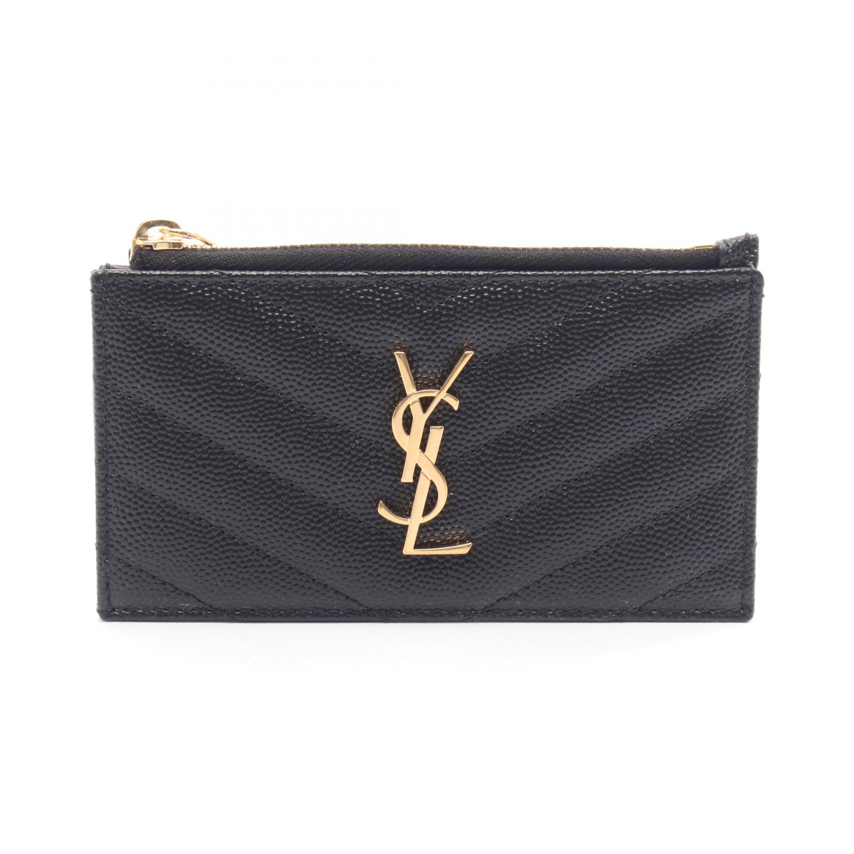 ≪5%OFFクーポン＆まとめ買い10% ～7/26 9:59〆≫サンローランパリ SAINT LAURENT PARIS モノグラム フラグメント ジップカードケース コインケース 財布 レザー レディース ブラック系 607915BOW011000 【新品】｜BRANDOFF TOKYO