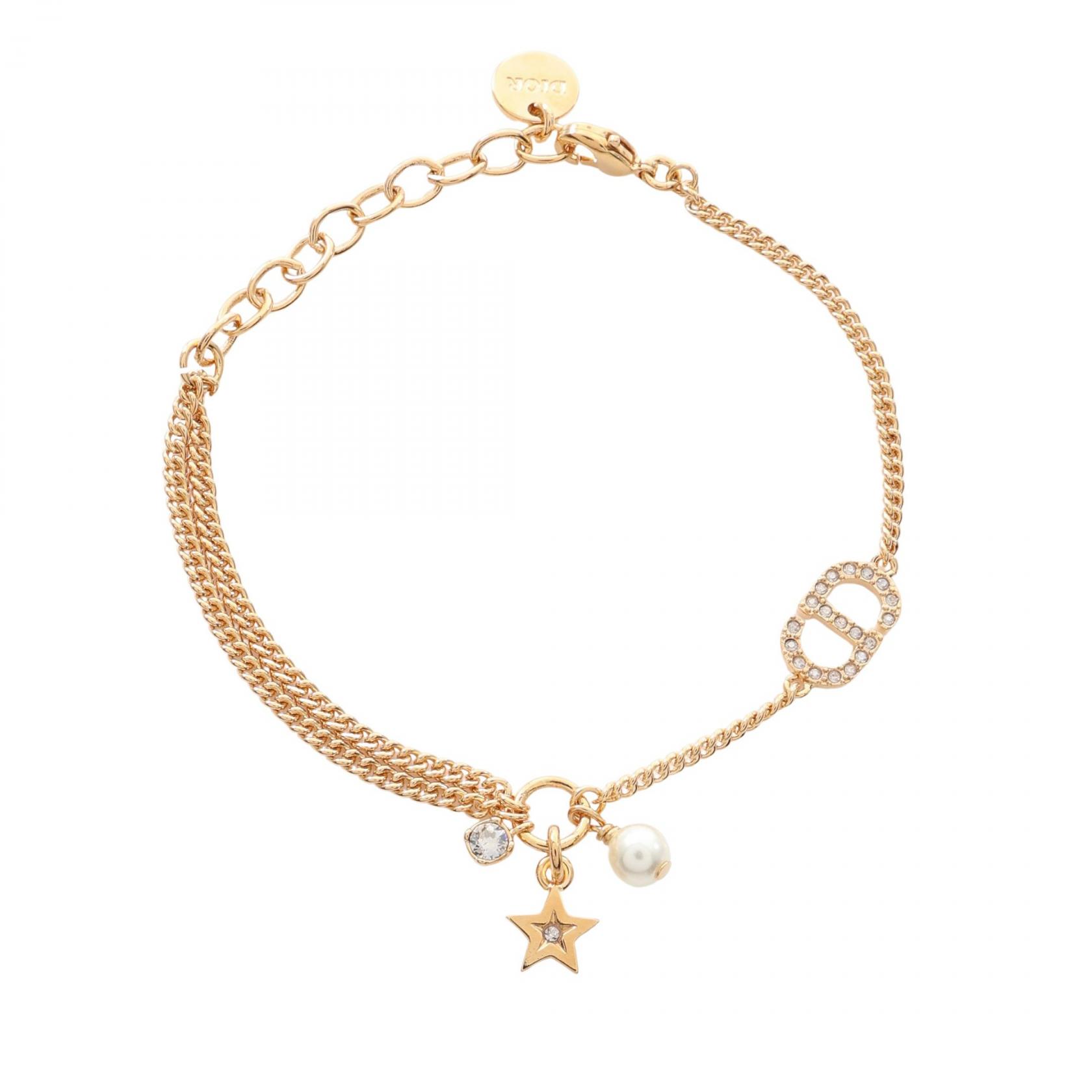 ≪5%OFFクーポン＆まとめ買い10% ～7/26 9:59〆≫ディオール Dior PETIT CD ブレスレット アクセサリー GP（ゴールドメッキ） ラインストーン / フェイクパール レディース ゴールド系 B3126WOMCY03S 【新品】｜BRANDOFF TOKYO