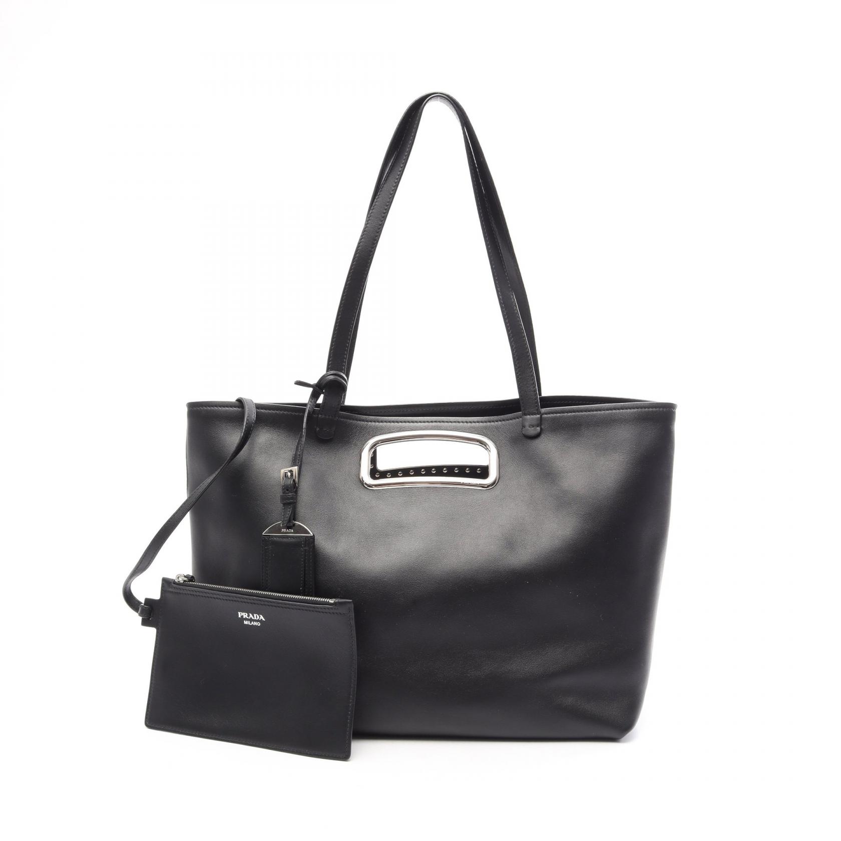 ≪5%OFFクーポン＆まとめ買い10% ～7/26 9:59〆≫プラダ PRADA 2WAY トートバッグ バッグ レザー レディース ブラック系 【中古】｜BRANDOFF TOKYO