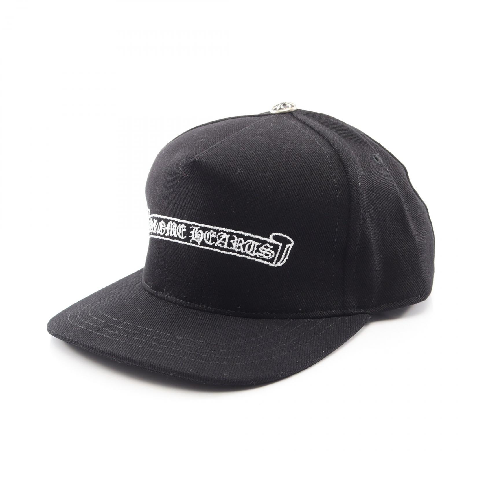 ≪5%OFFクーポン&まとめ買い10% ~7/26 9:59〆≫クロムハーツ CHROME HEARTS スクロールラベル 刺繍 キャップ 帽子 コットン メンズ ブラック系 【中古】|BRANDOFF TOKYO